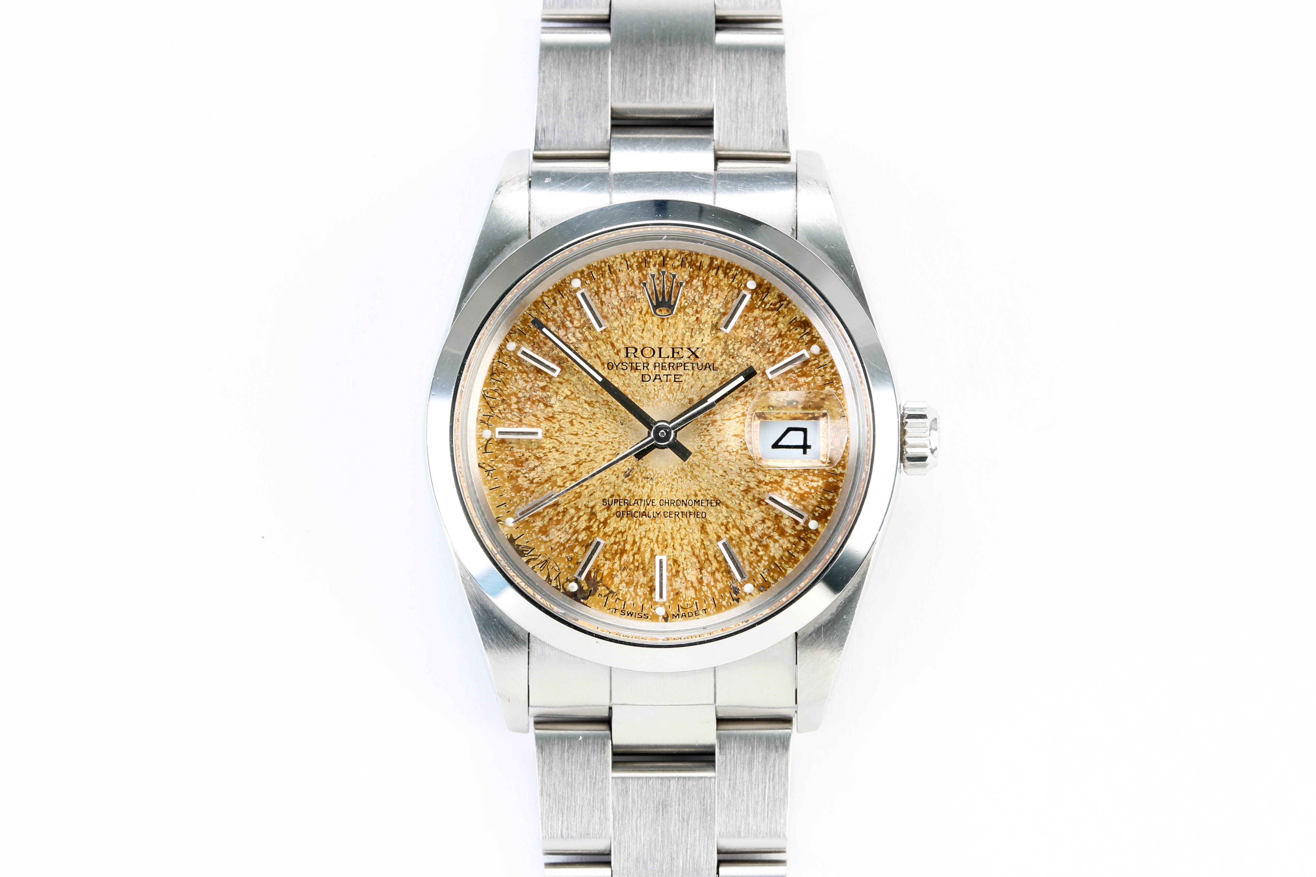 Rolex Date 15000 “Tropical Dial” on Oyster Bracelet