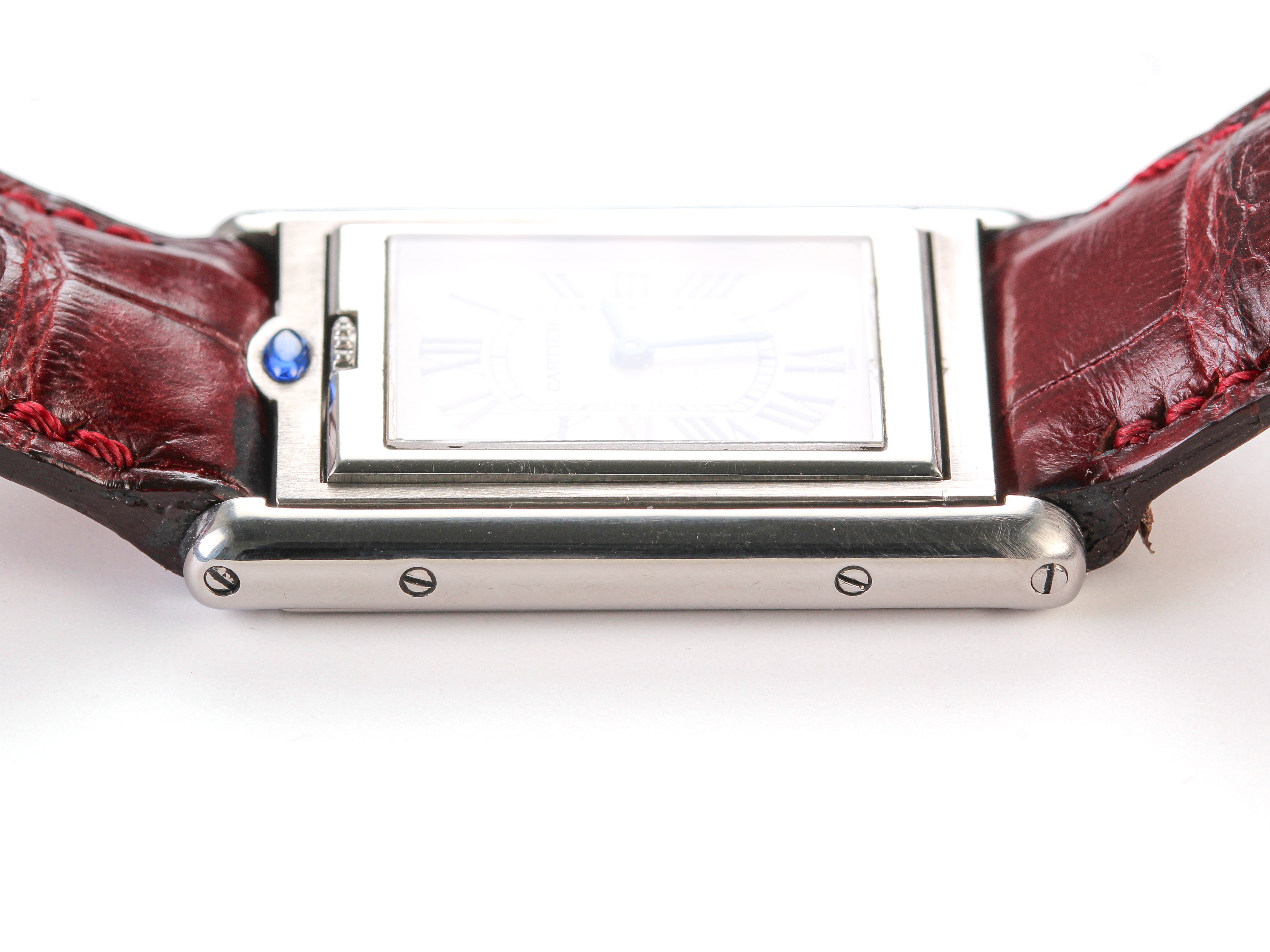 Cartier Tank Basculante '2405' in Leather Strap