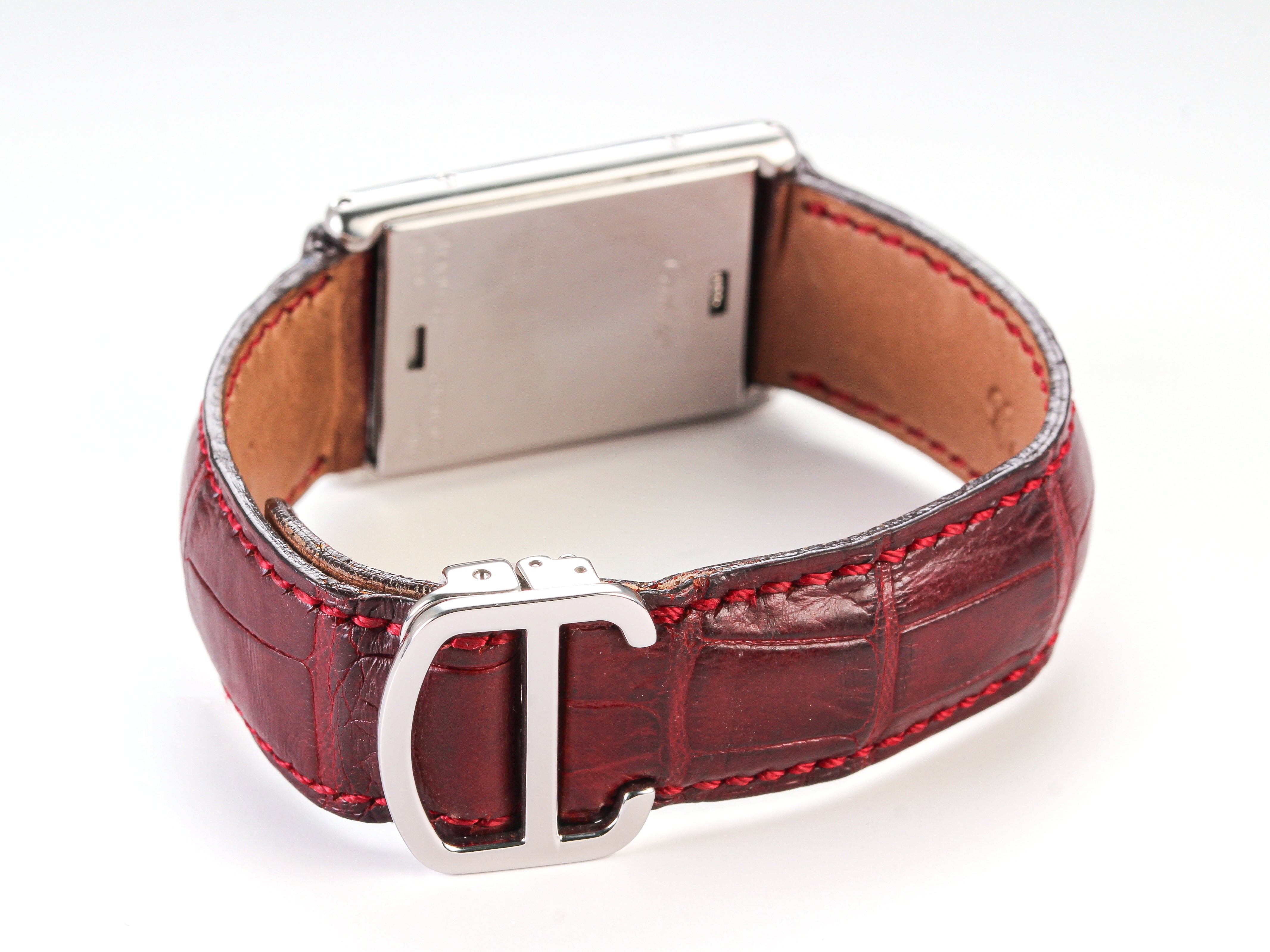 Cartier Tank Basculante '2405' in Leather Strap