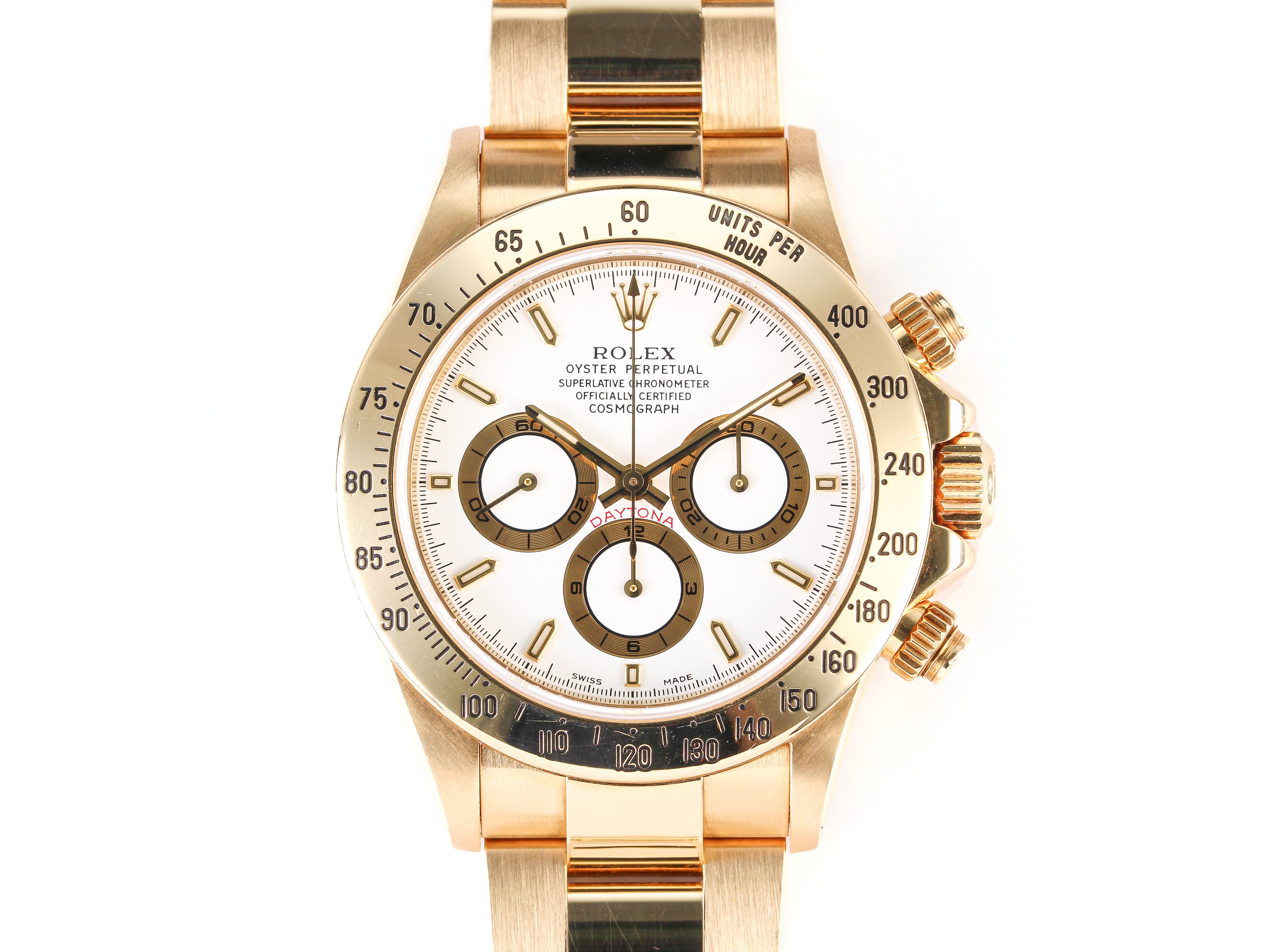 Rolex Daytona White Dial Zenith Automatic in Yellow Gold
