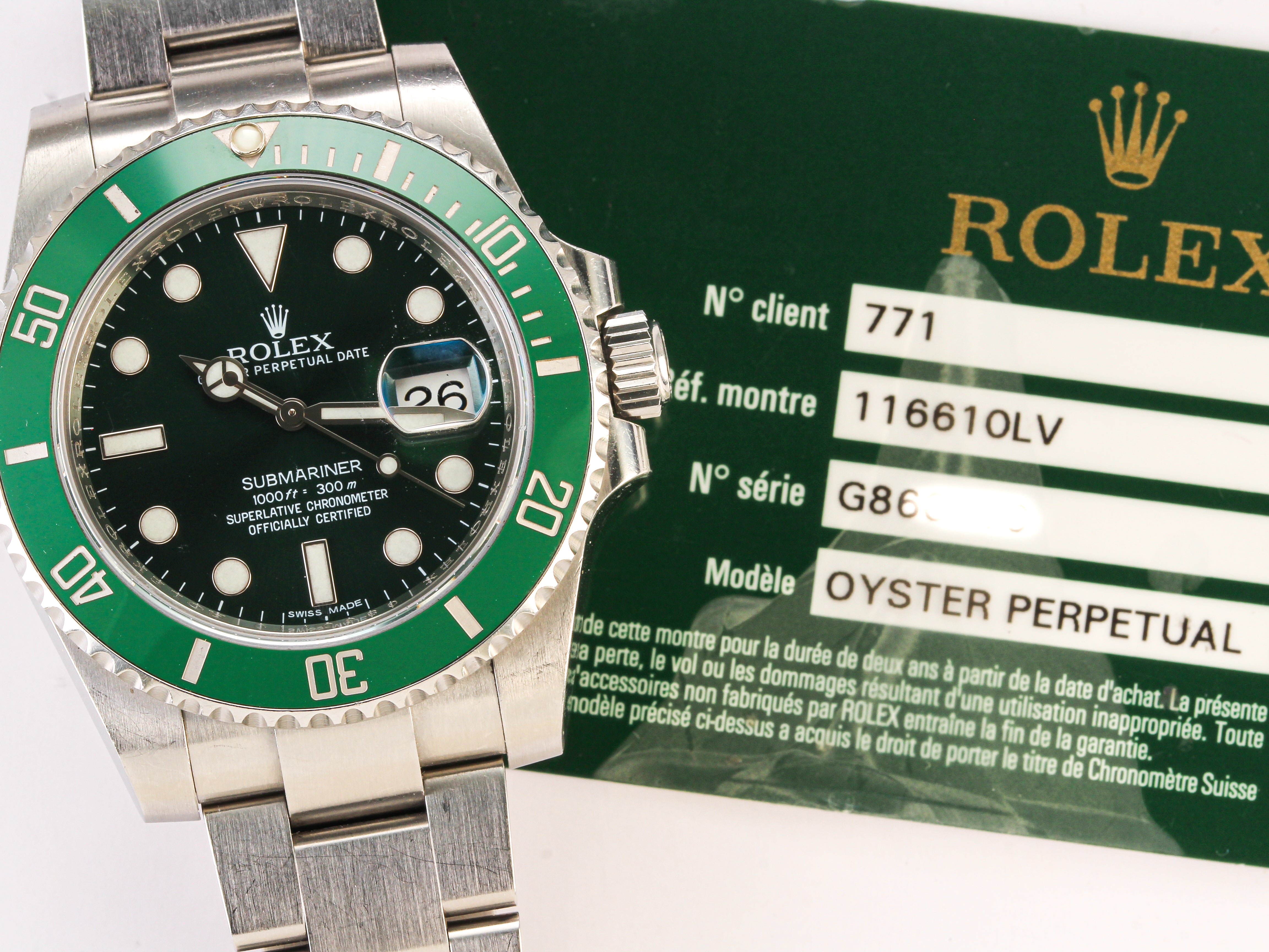 Rolex Submariner Hulk '116610LV' Stainless Steel