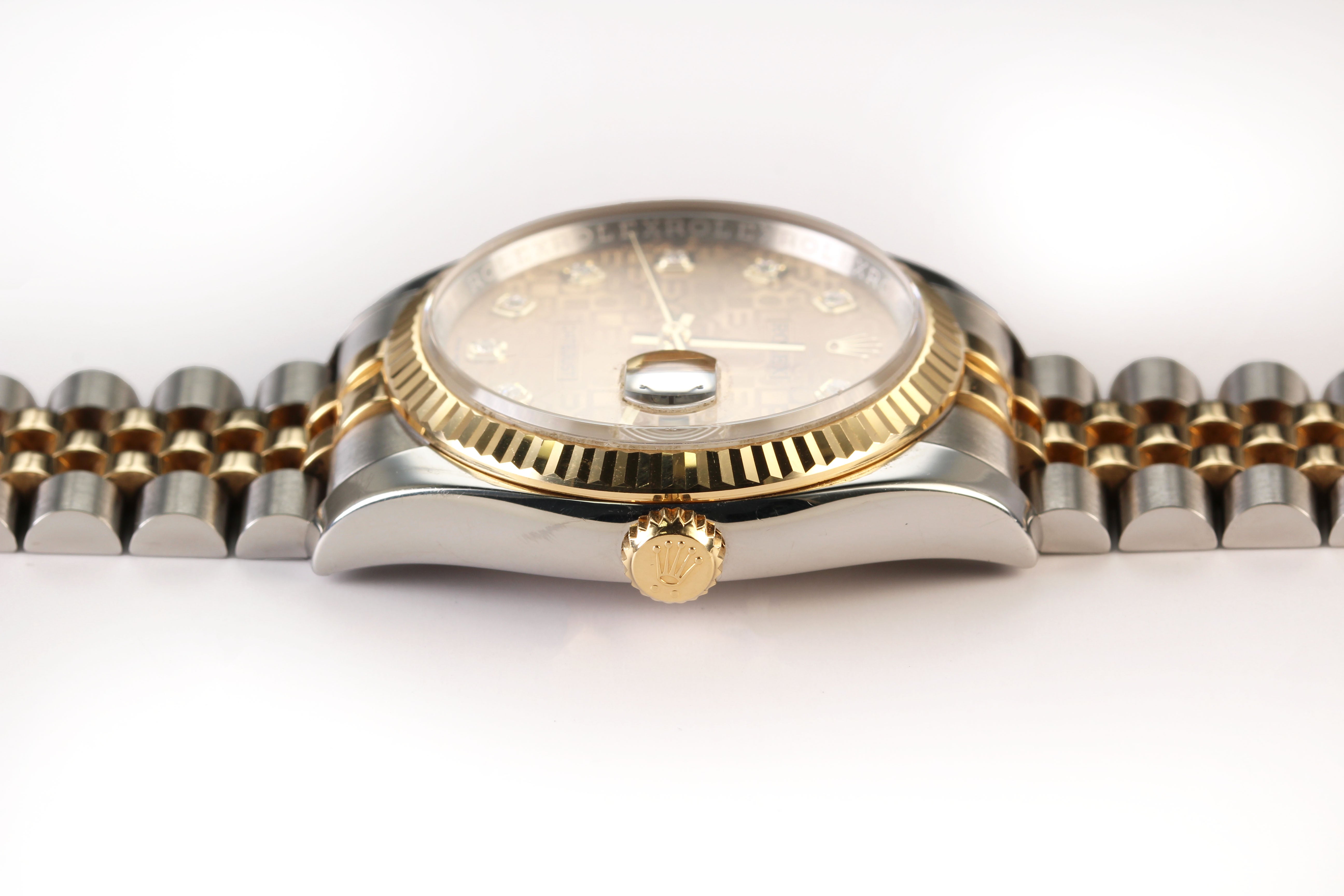 Rolex Datejust 36mm '116233' Steel & 18K Yellow Gold Champagne Anniversary Diamond Dial
