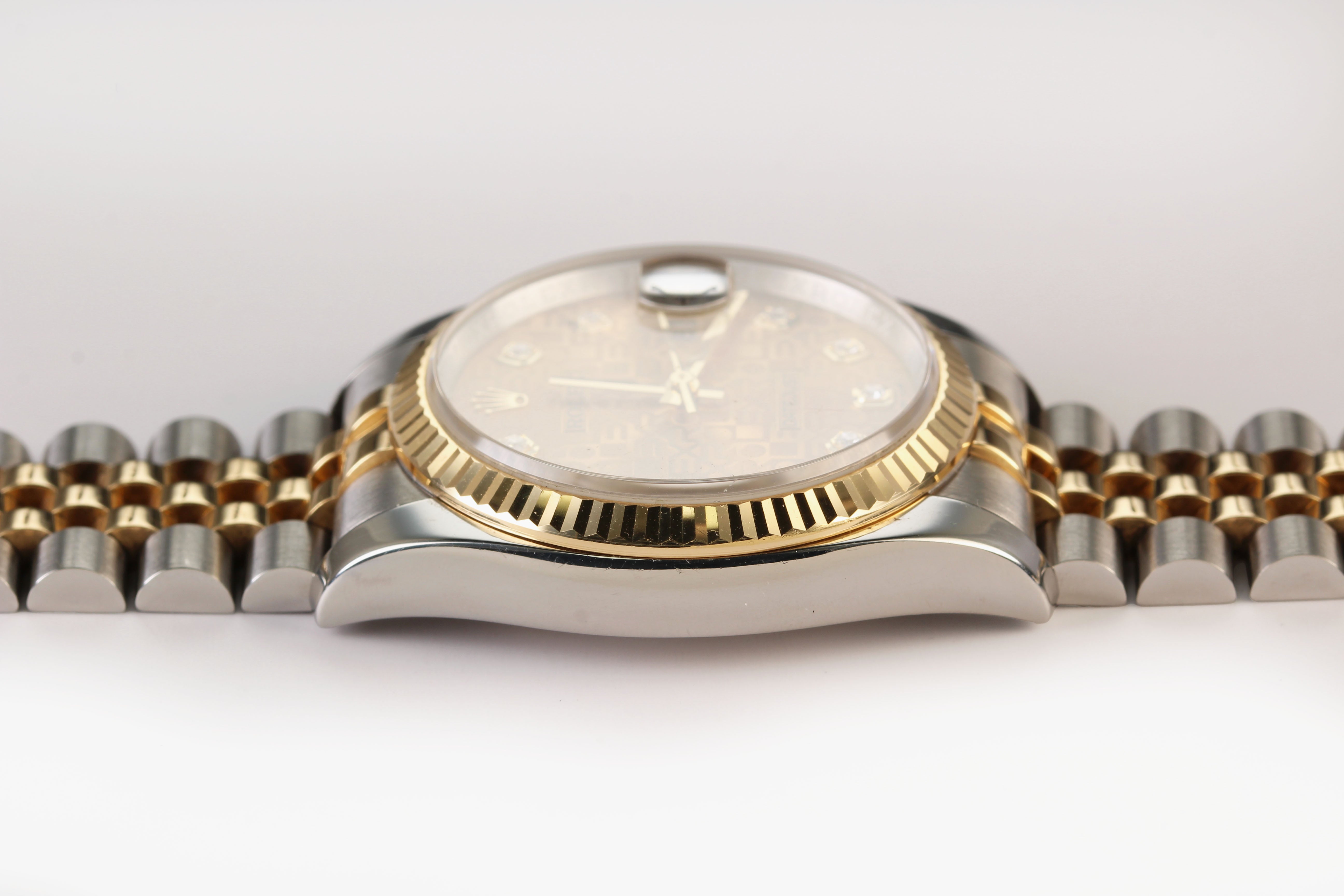 Rolex Datejust 36mm '116233' Steel & 18K Yellow Gold Champagne Anniversary Diamond Dial