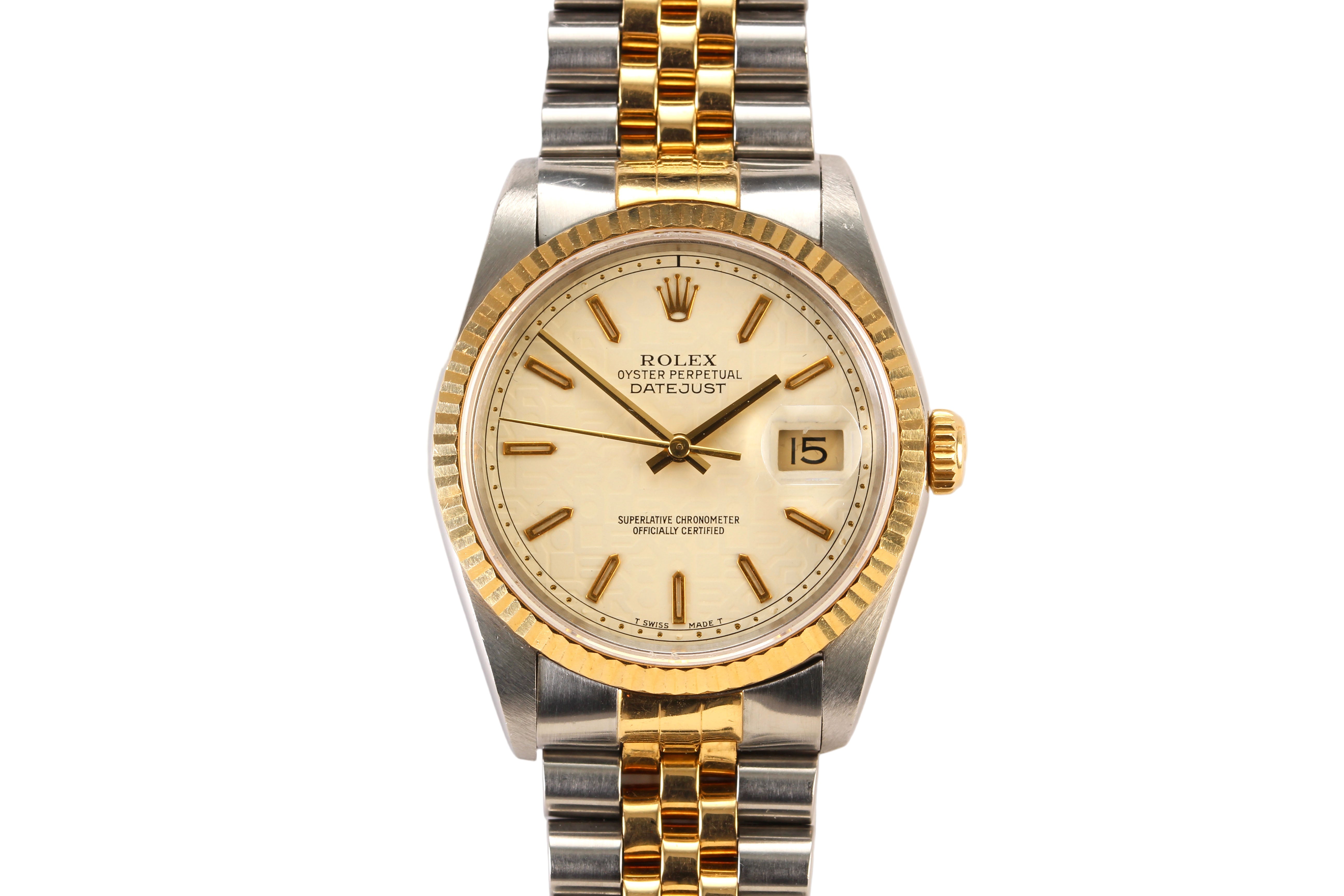 Rolex Datejust 36mm '16233' Anniversary Dial 18K Yellow Gold/Steel