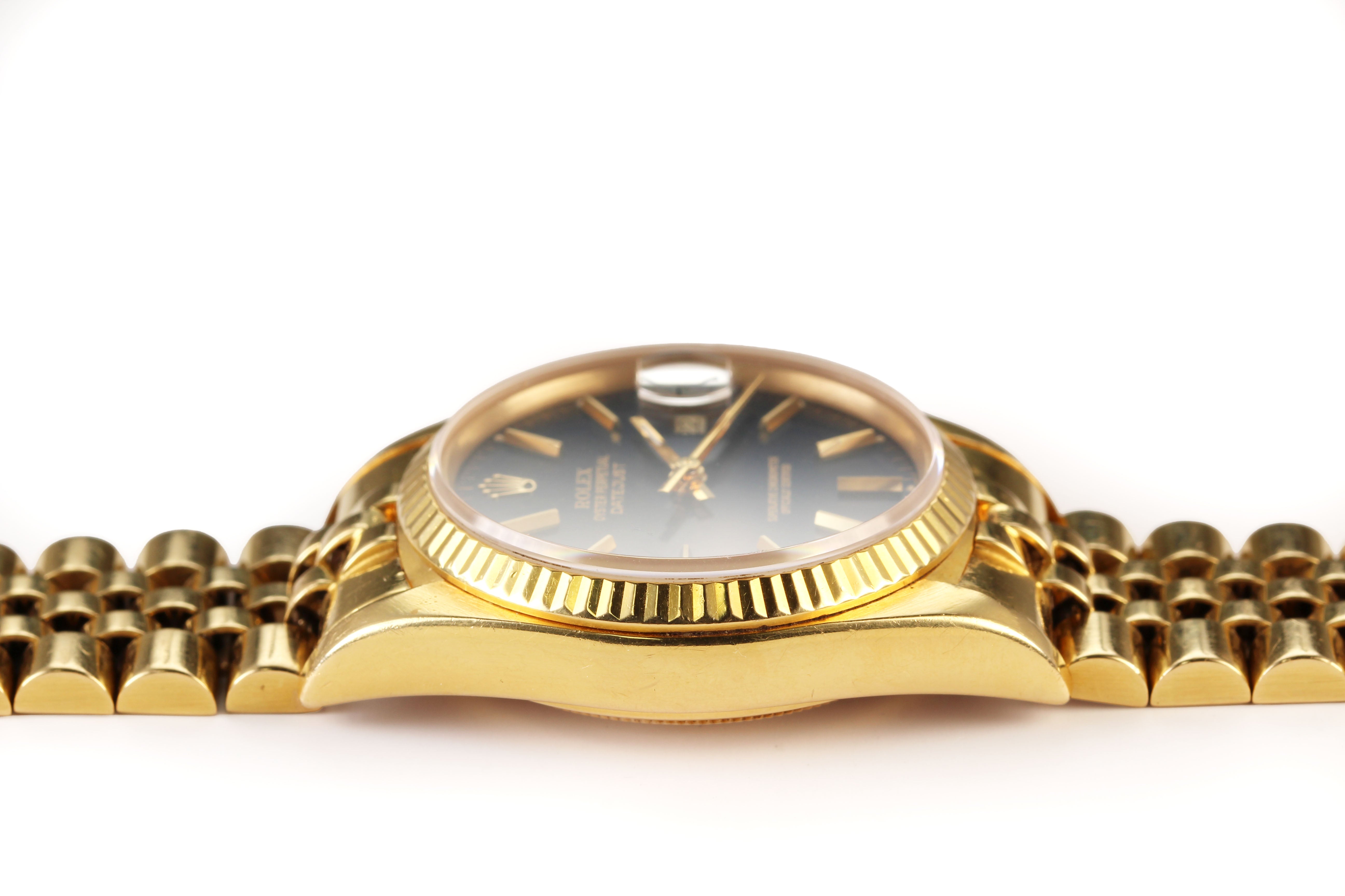 Rolex Datejust 36mm '16018' Blue Dial 18K Yellow Gold