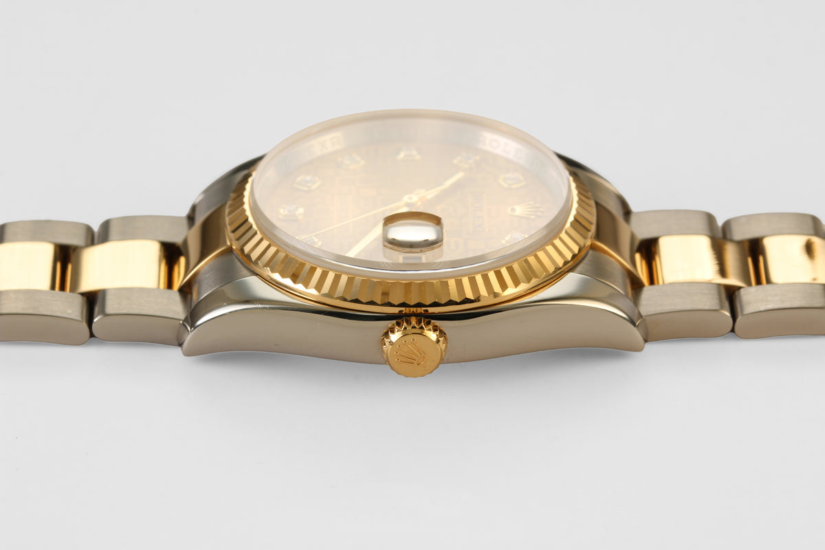 Rolex Datejust 36mm '116233' Steel & 18K Yellow Gold Champagne Anniversary Diamond Dial
