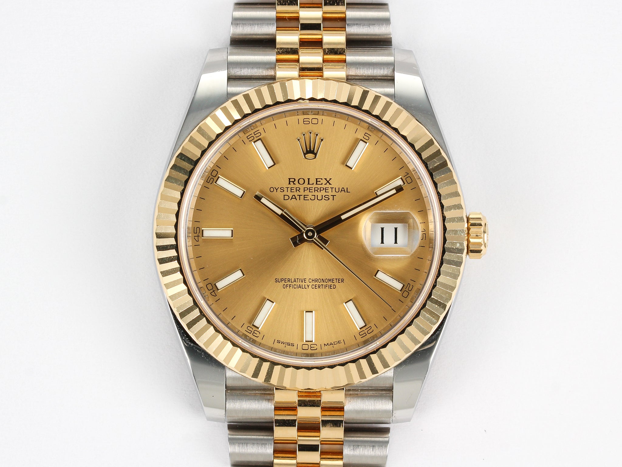 Rolex Datejust 126333 Steel and Gold with Champagne Stick Dial on Jubilee Bracelet