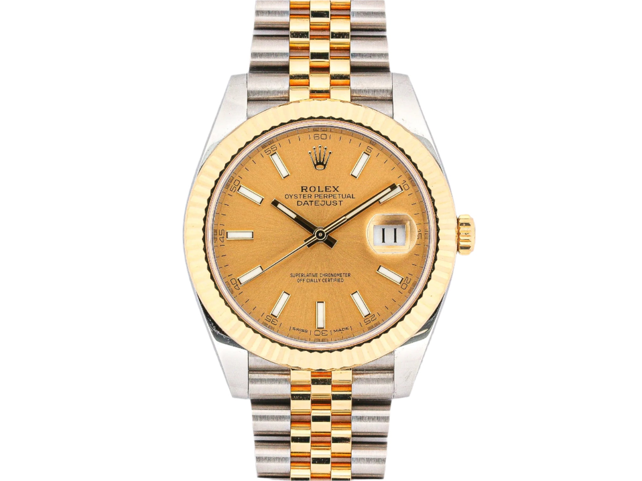 Rolex Datejust 126333 Steel and Gold with Champagne Stick Dial on Jubilee Bracelet