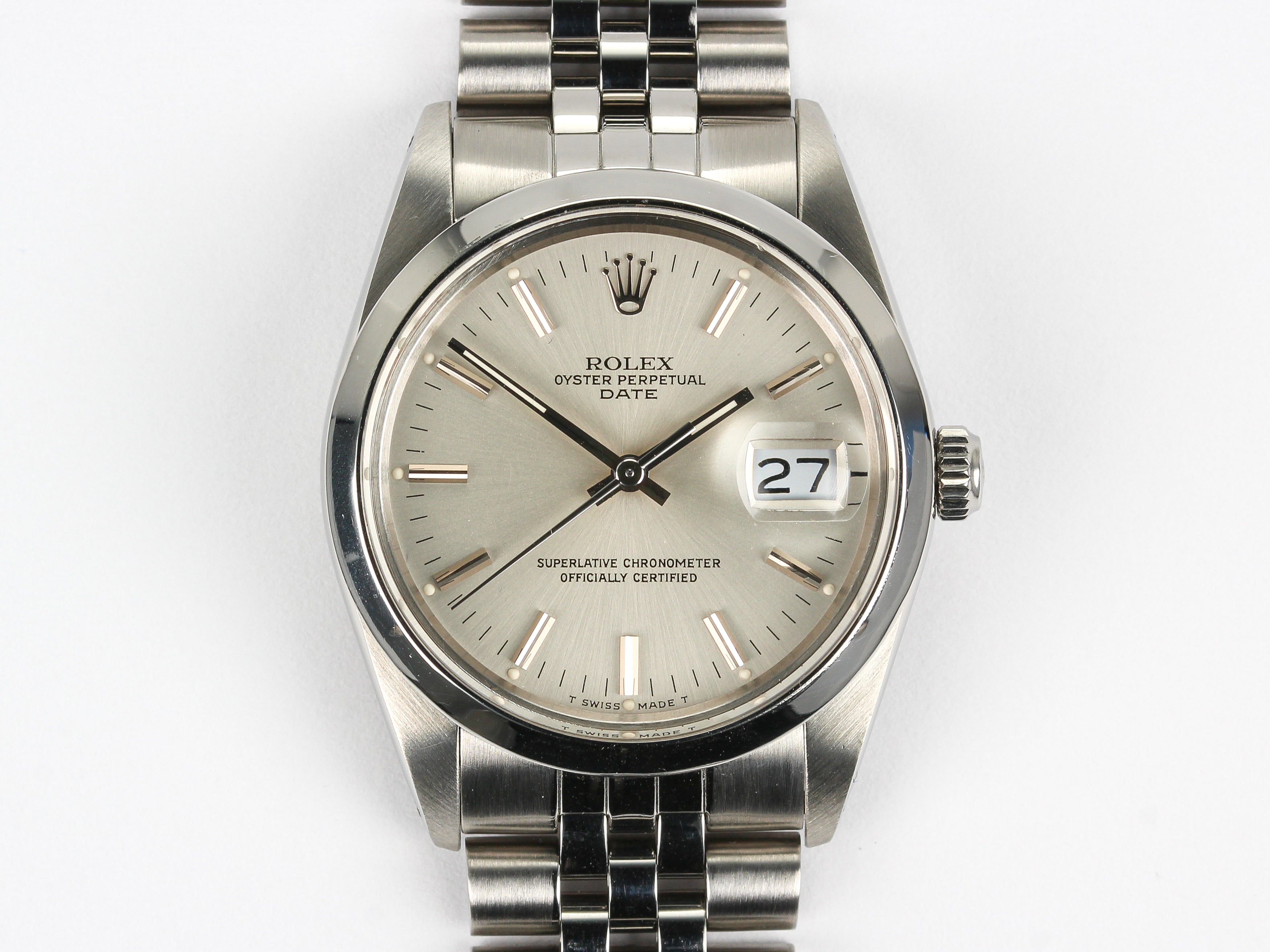 Rolex Date 15000 Silver Dial on Jubilee Bracelet