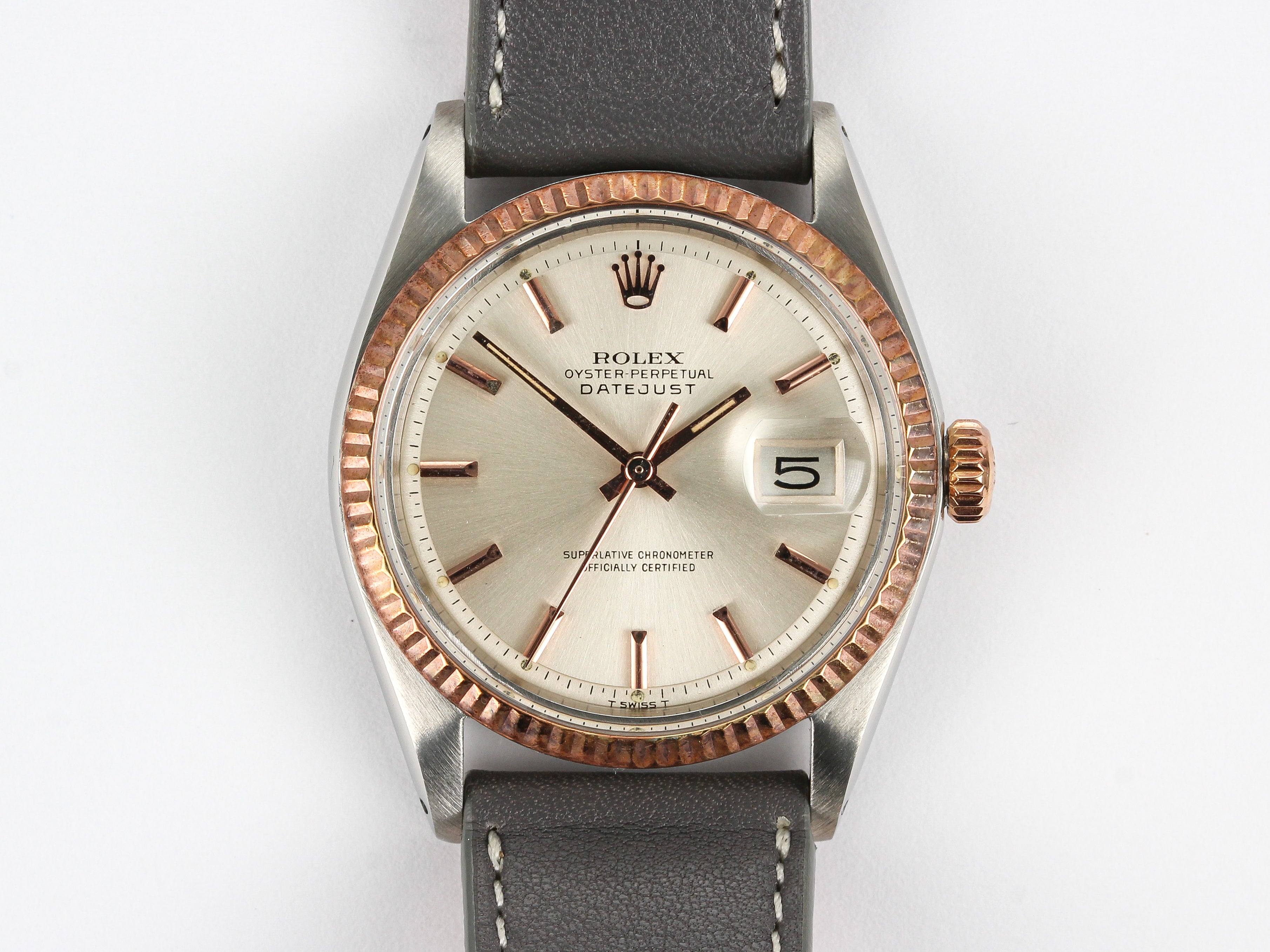 Rolex Datejust 1601 in Steel & Gold on Leather Strap