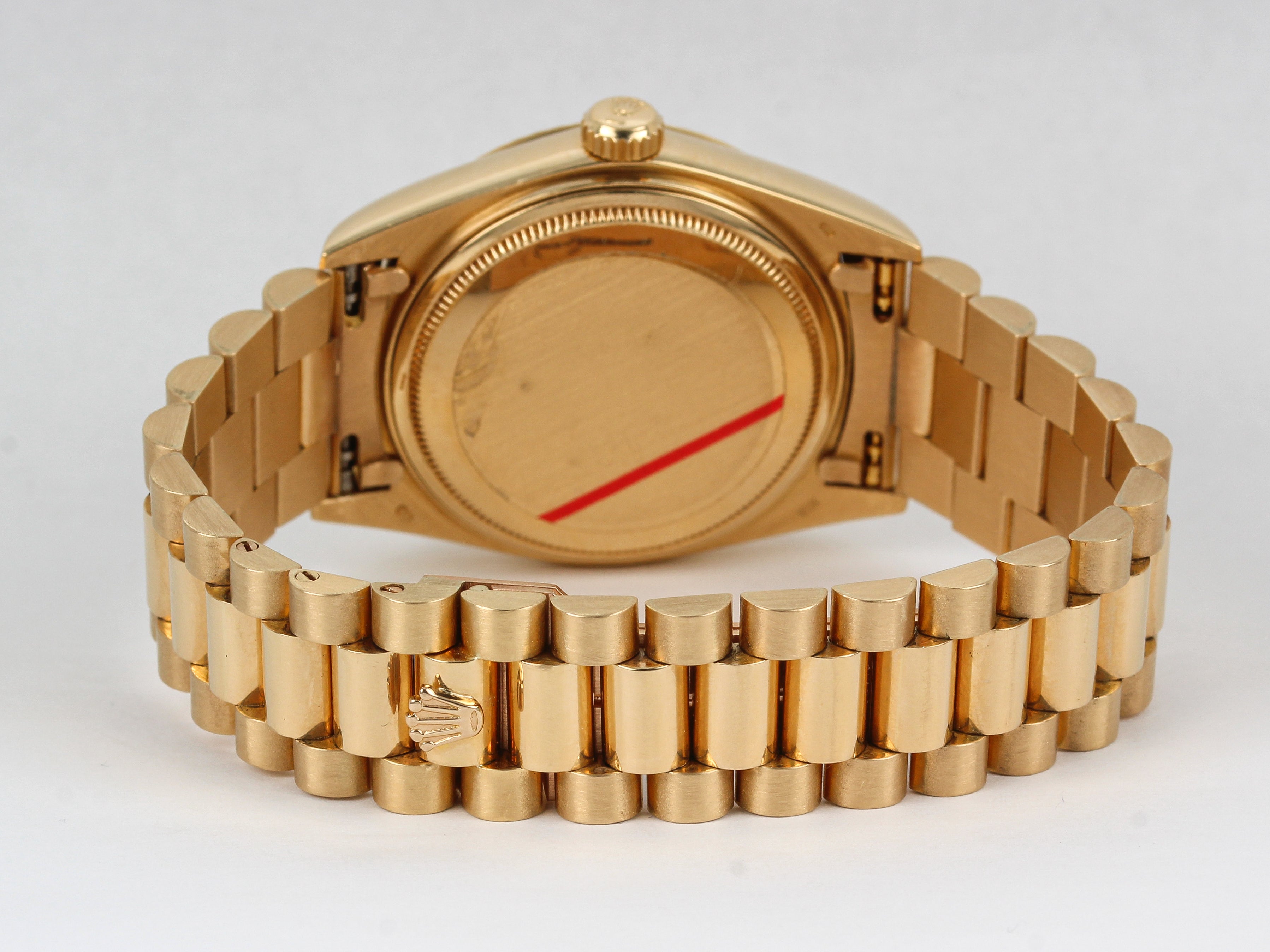 Rolex Day-Date 18038 with Silver Dial in Yellow Gold with Hidden Clasp Bracelet