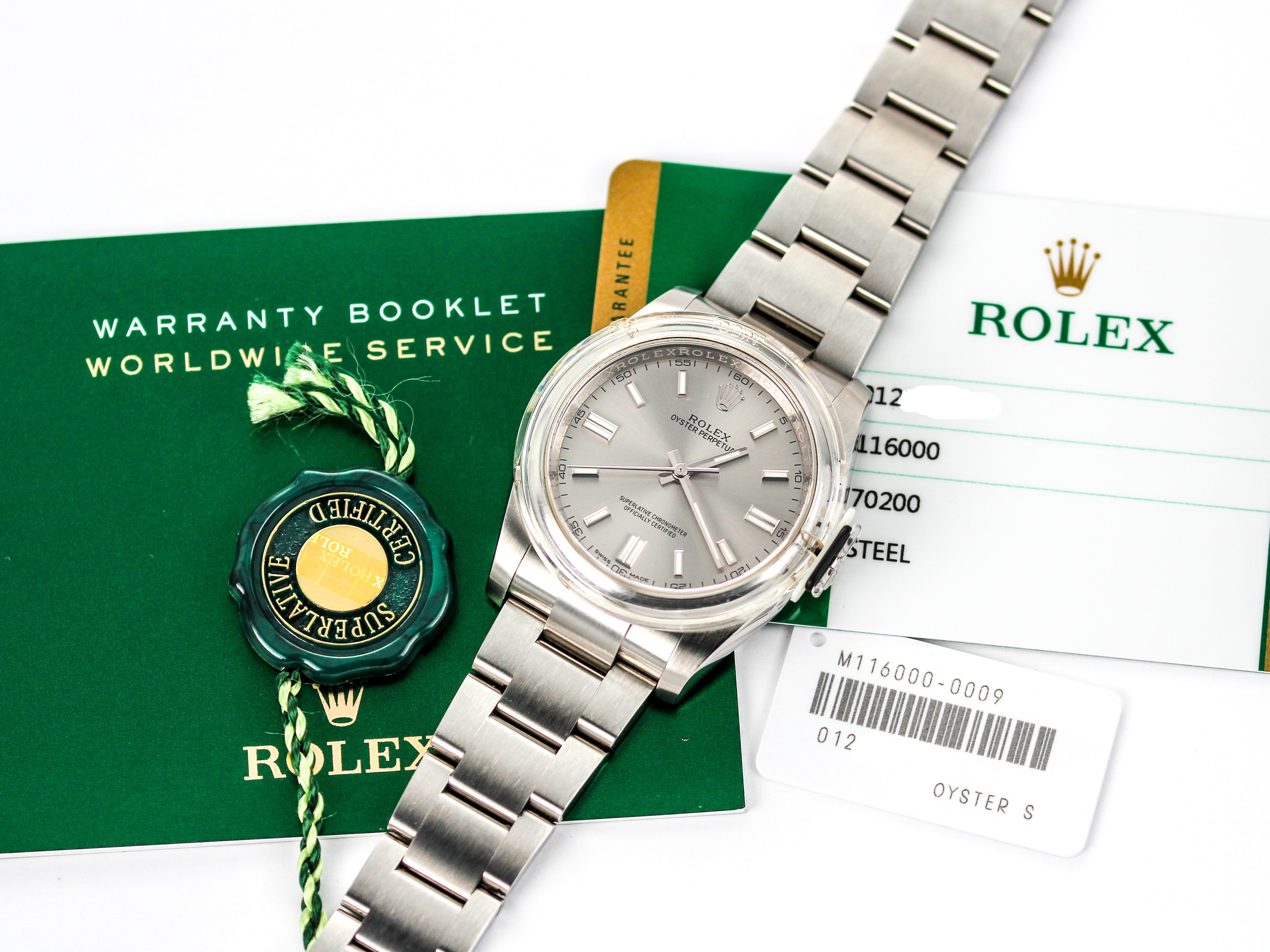 Rolex Oyster Perpetual 116000 Silver Dial on Oyster Bracelet with Papers