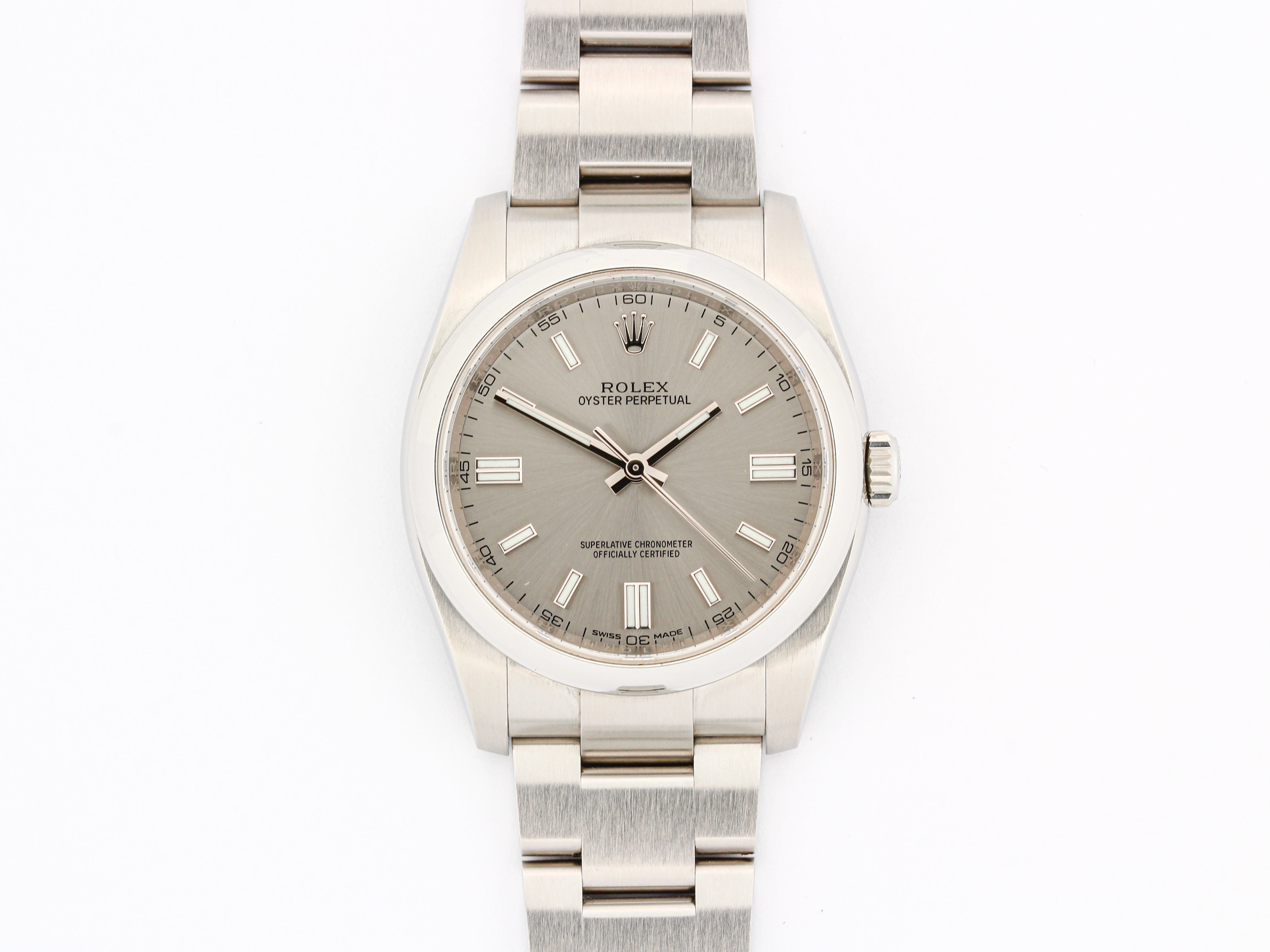 Rolex Oyster Perpetual 116000 Silver Dial on Oyster Bracelet with Papers