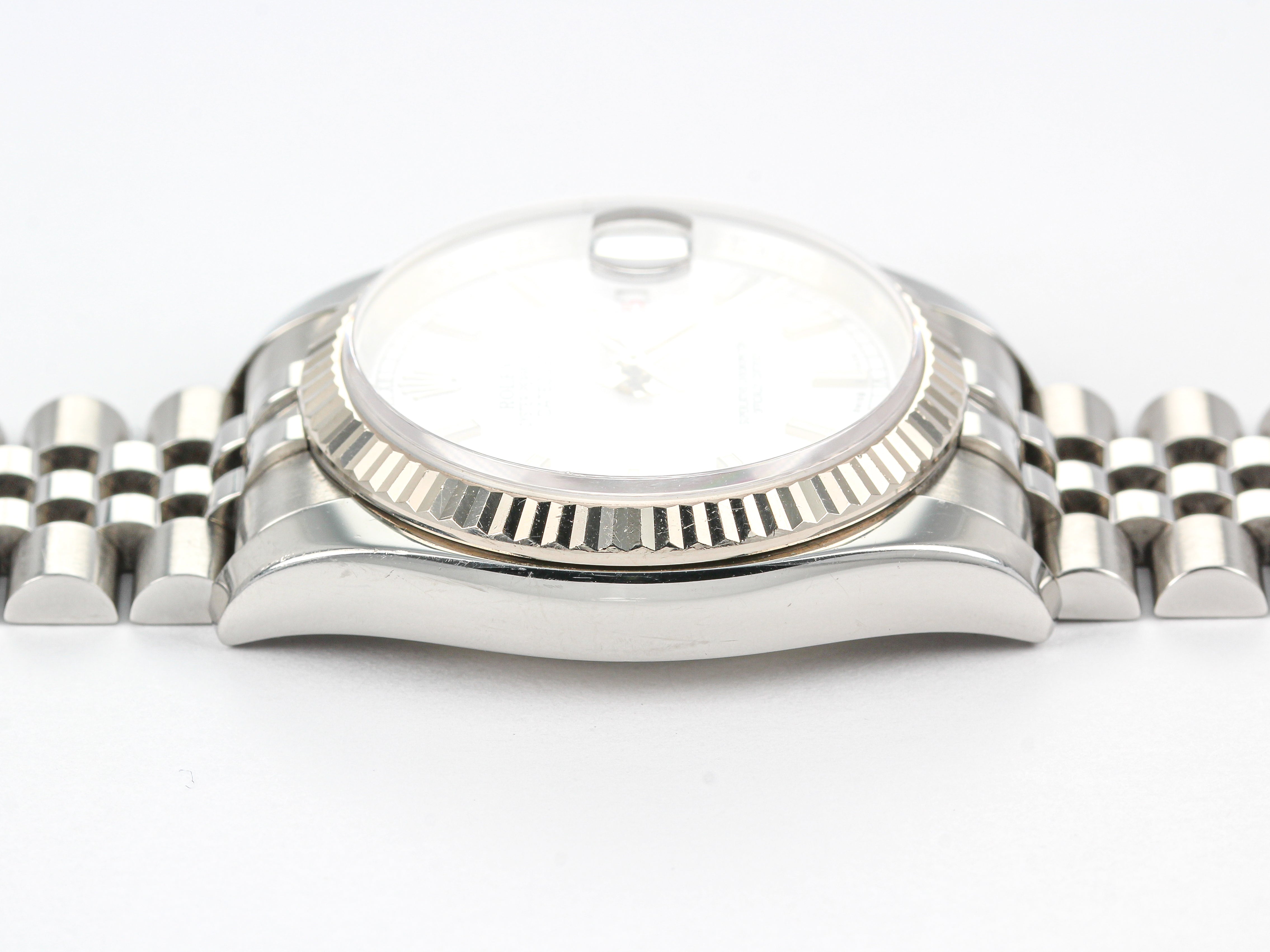 Rolex Datejust 116234 with White Stick Dial on Jubilee Hidden Clasp Bracelet