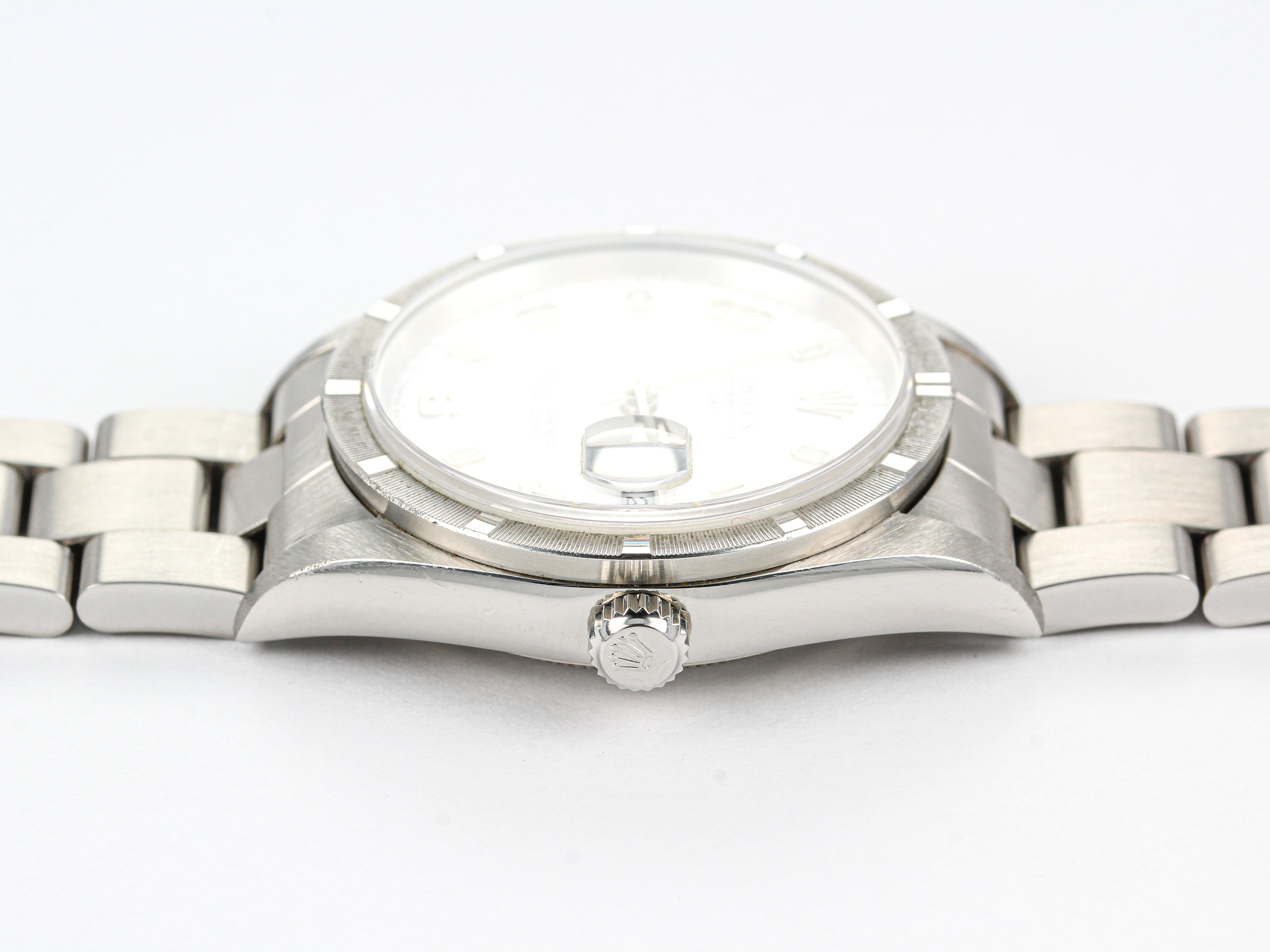 Rolex Date 15210 White Dial in Steel Case and Bracelet with Papers