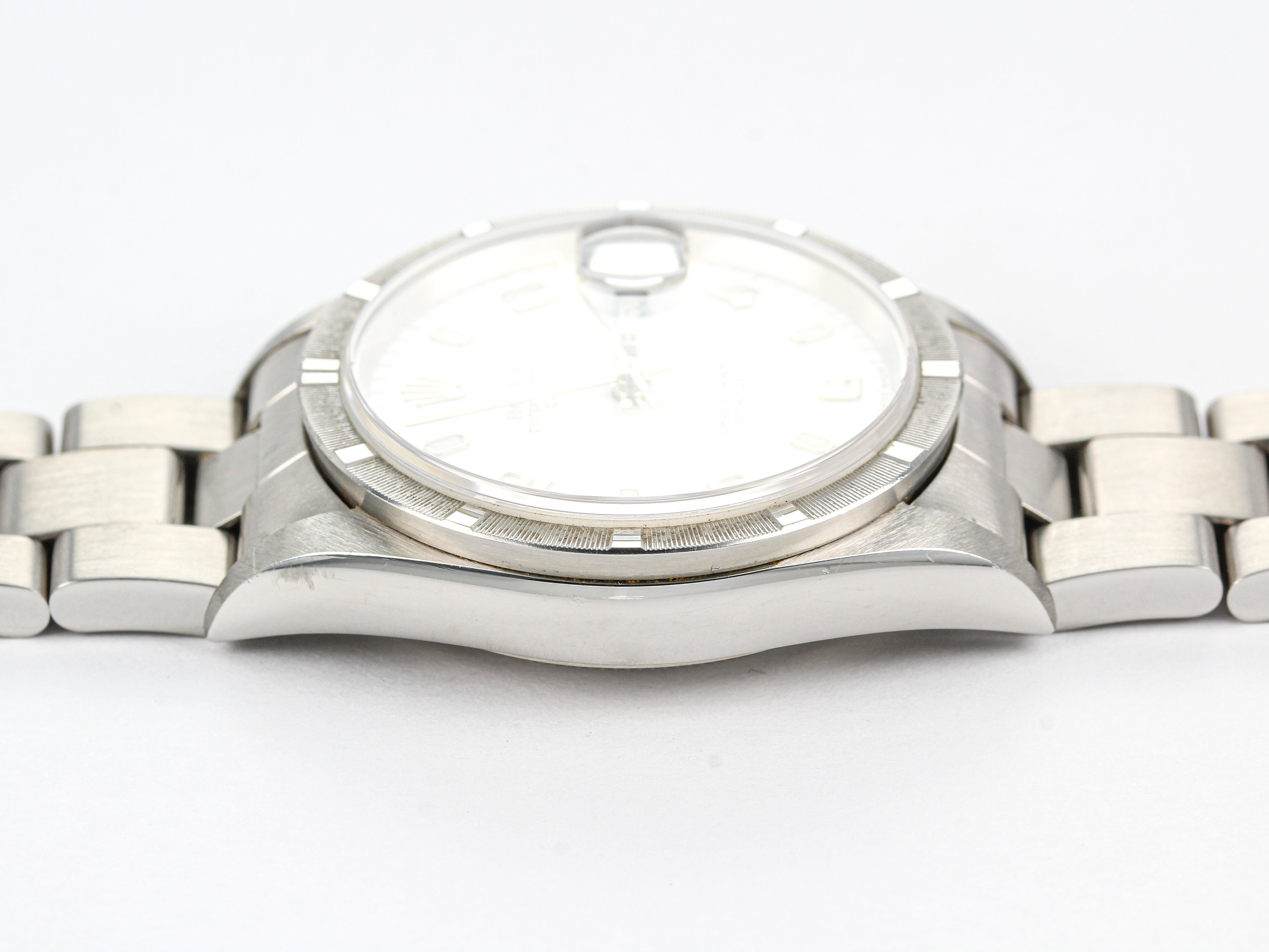 Rolex Date 15210 White Dial in Steel Case and Bracelet with Papers
