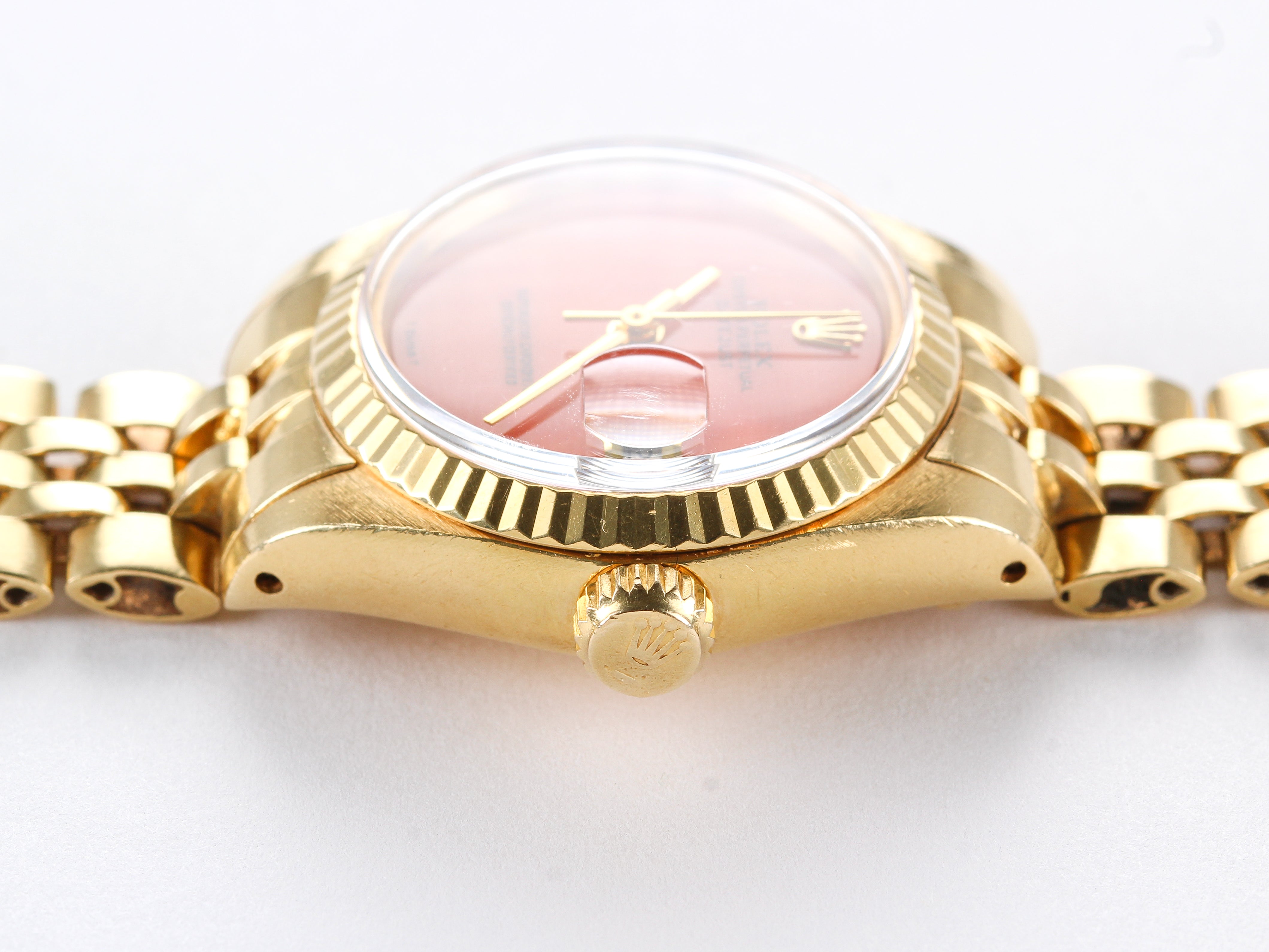 Rolex Ladies Datejust 6917 Coral Dial in Yellow Gold with Papers