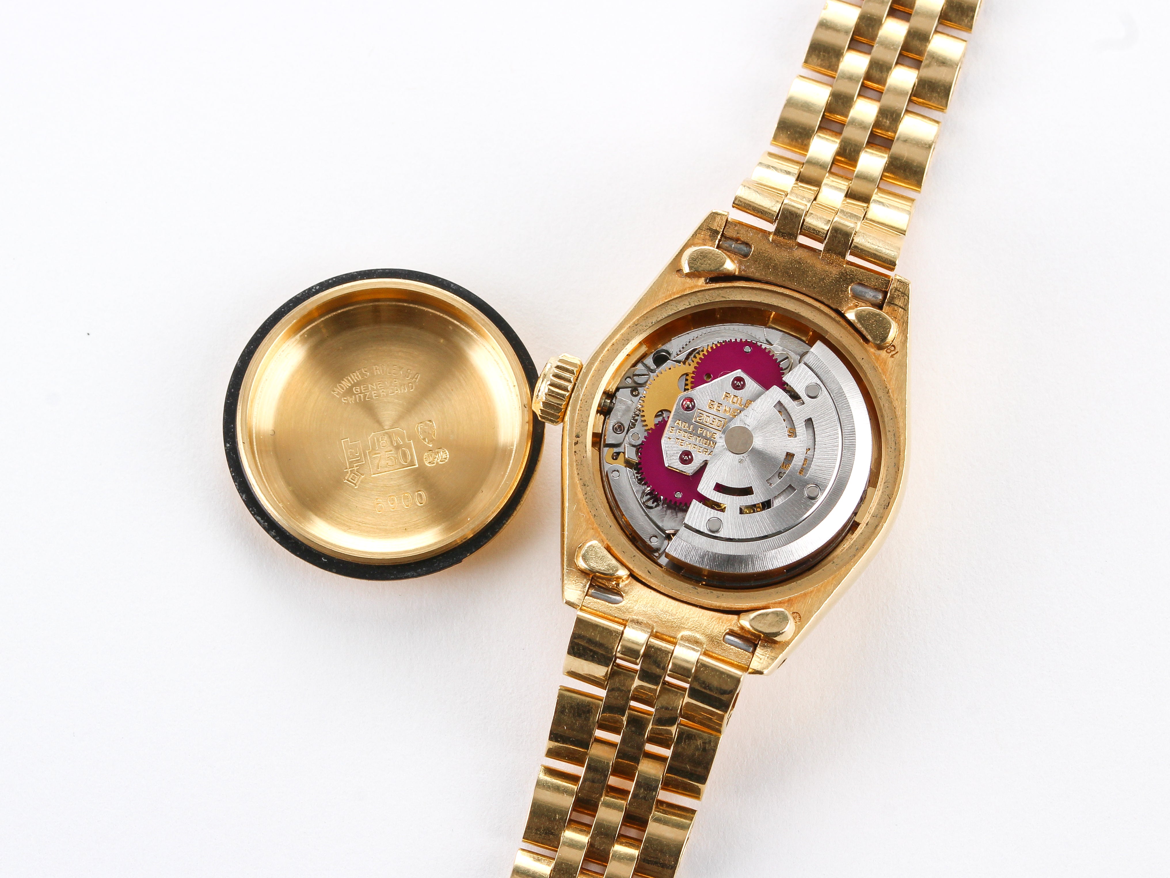 Rolex Ladies Datejust 6917 Coral Dial in Yellow Gold with Papers
