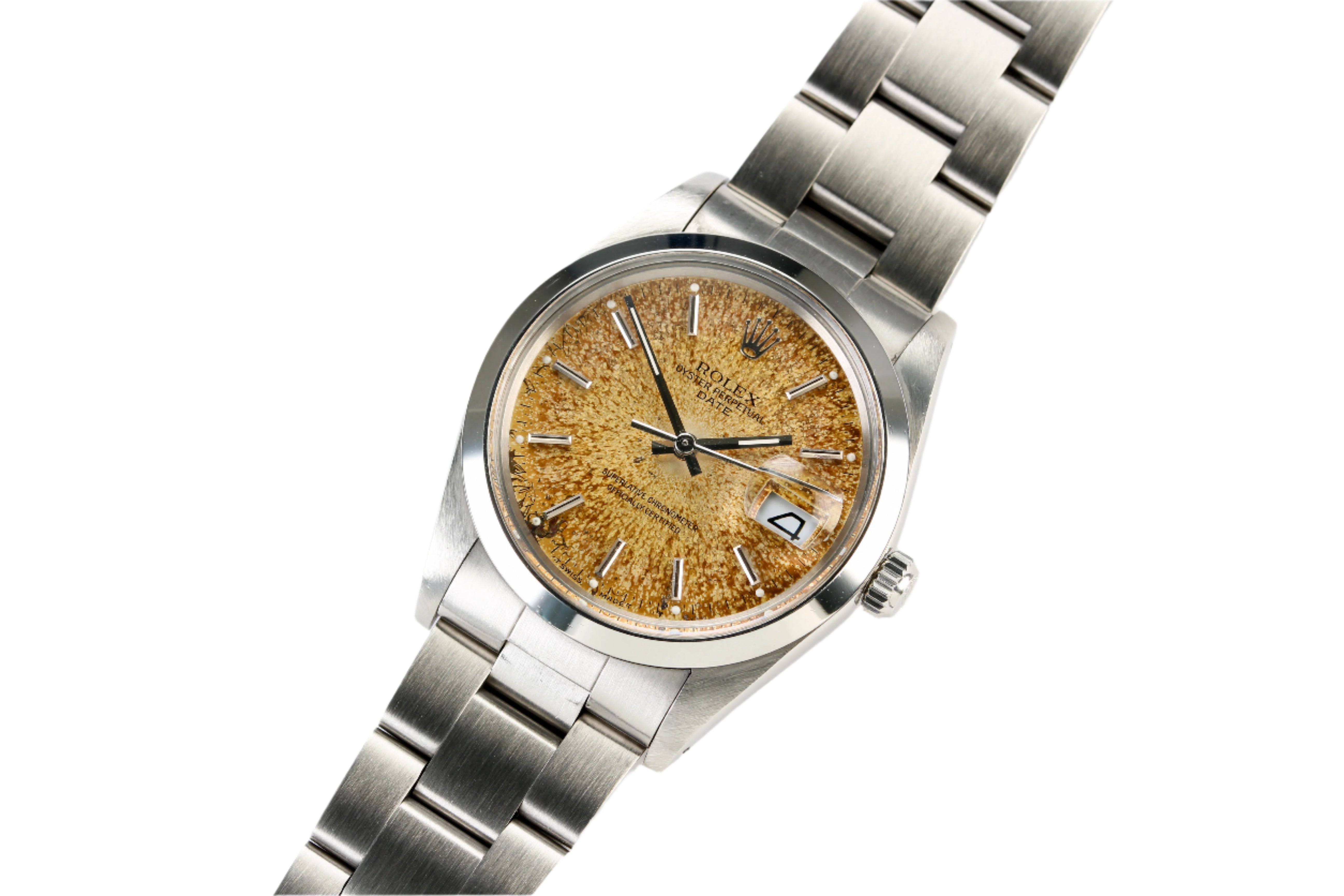 Rolex Date 15000 “Tropical Dial” on Oyster Bracelet