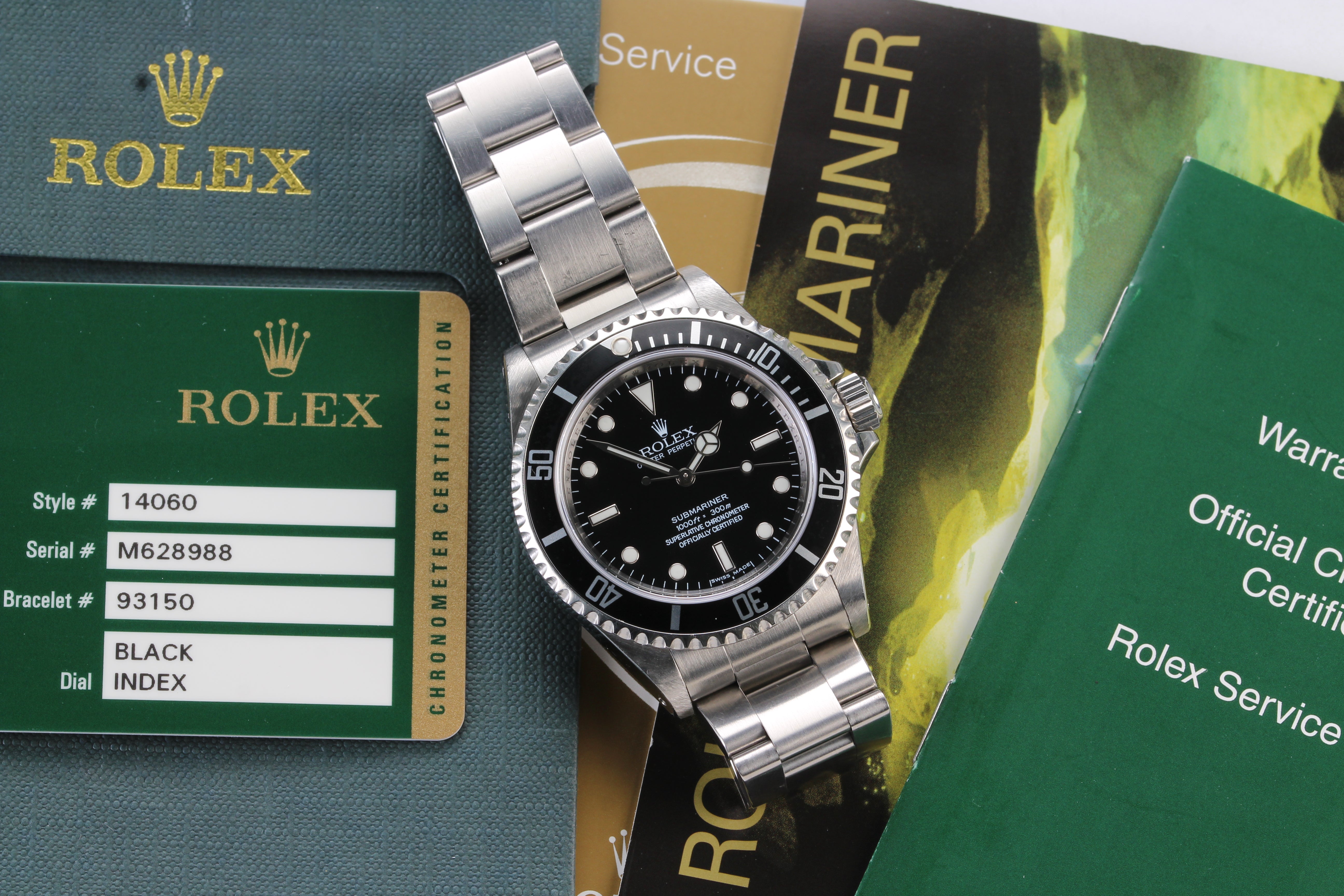 Rolex Submariner 14060M “Four Lines” on Oyster Bracelet with Warranty Card and Booklets