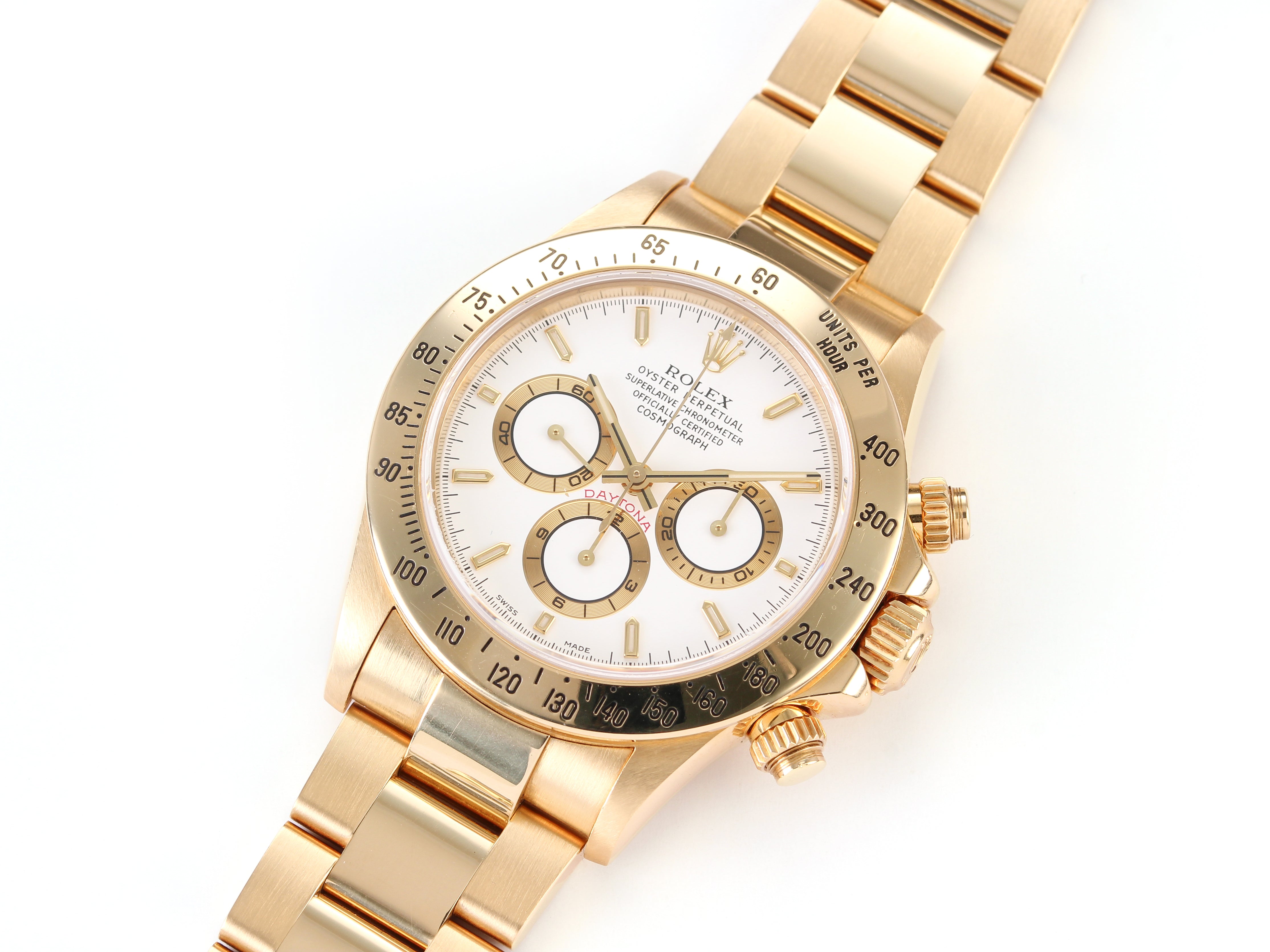 Rolex Daytona White Dial Zenith Automatic in Yellow Gold