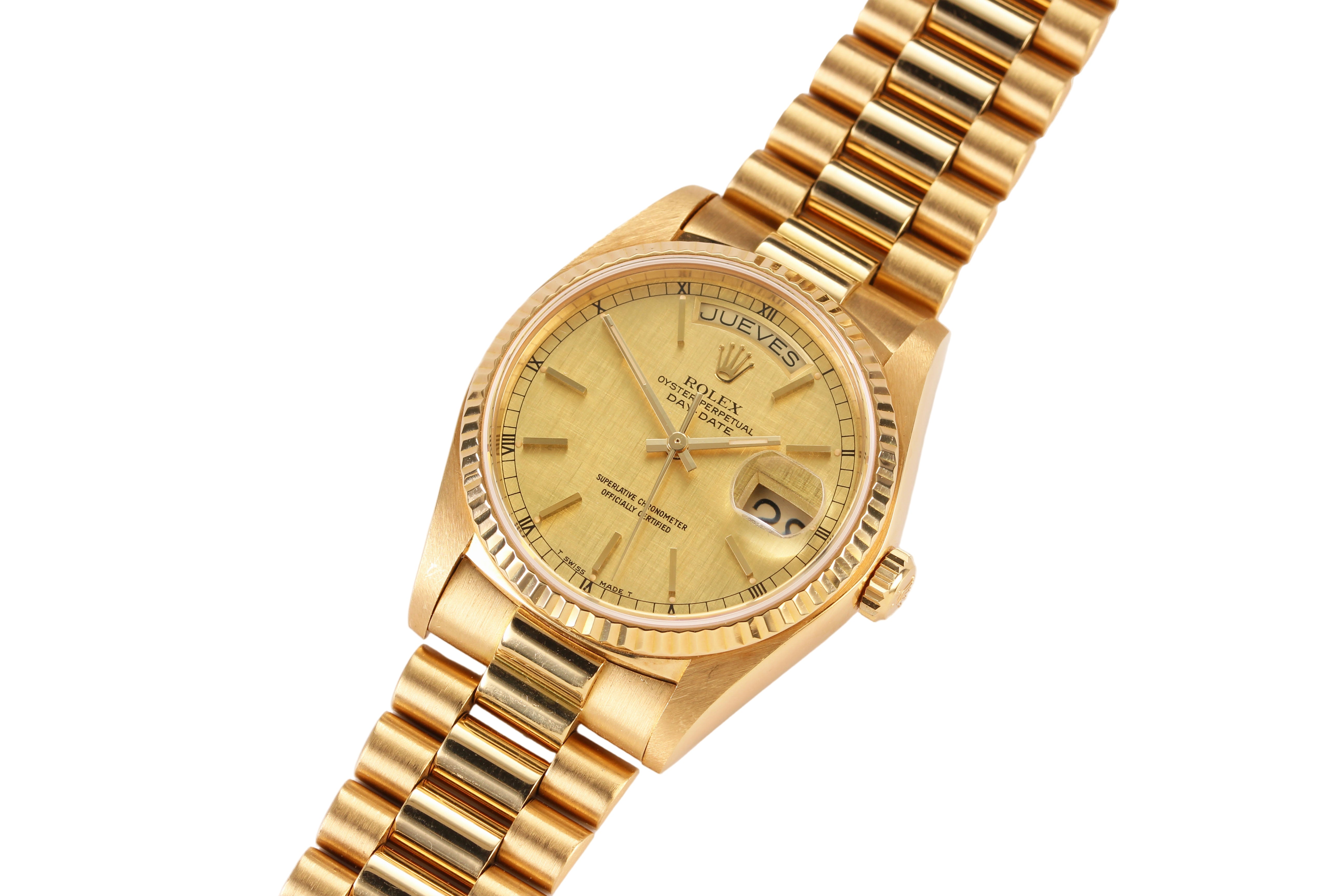 Rolex Day-Date 36mm '18038' 18K Yellow Gold Linen Dial