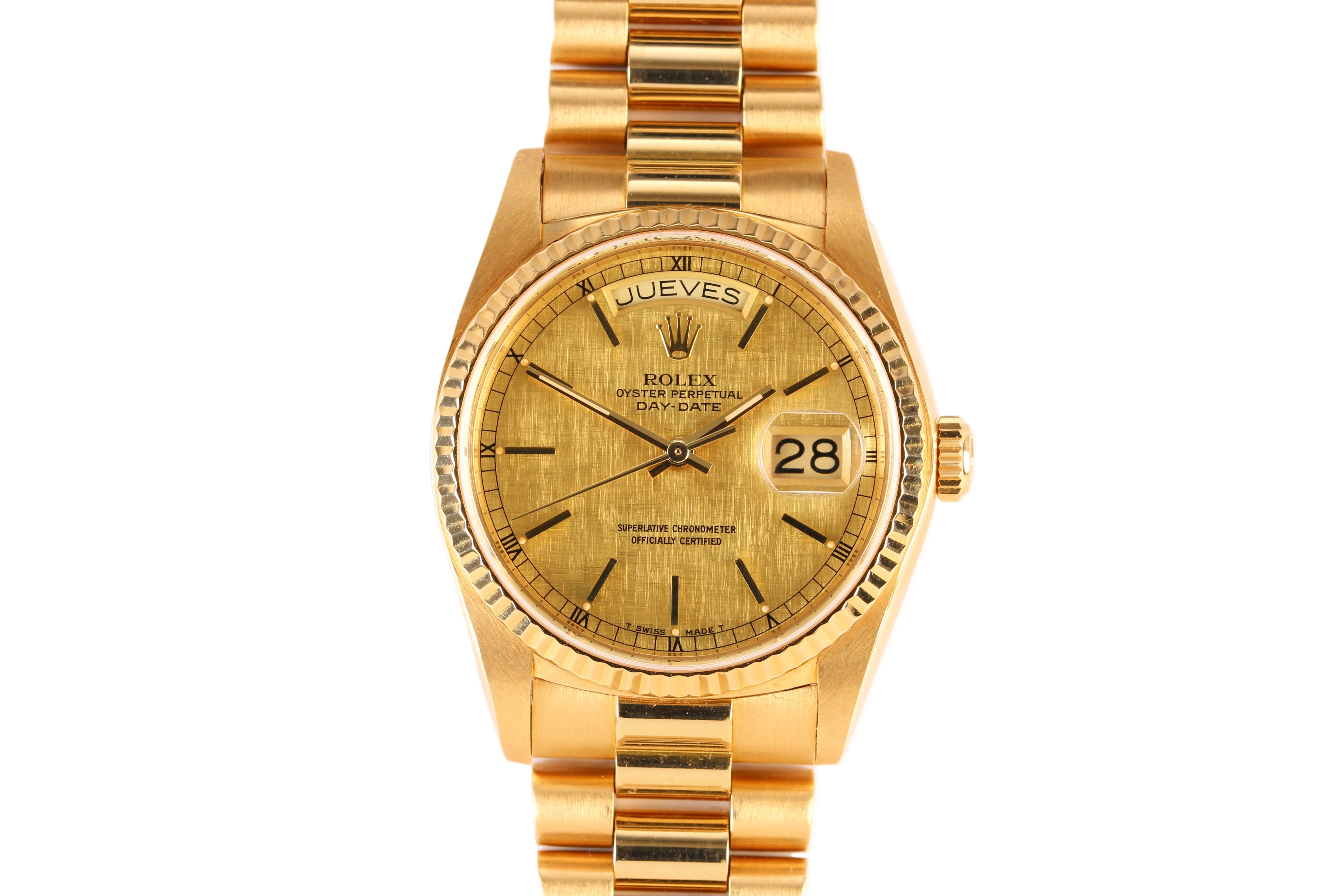 Rolex Day-Date 36mm '18038' 18K Yellow Gold Linen Dial