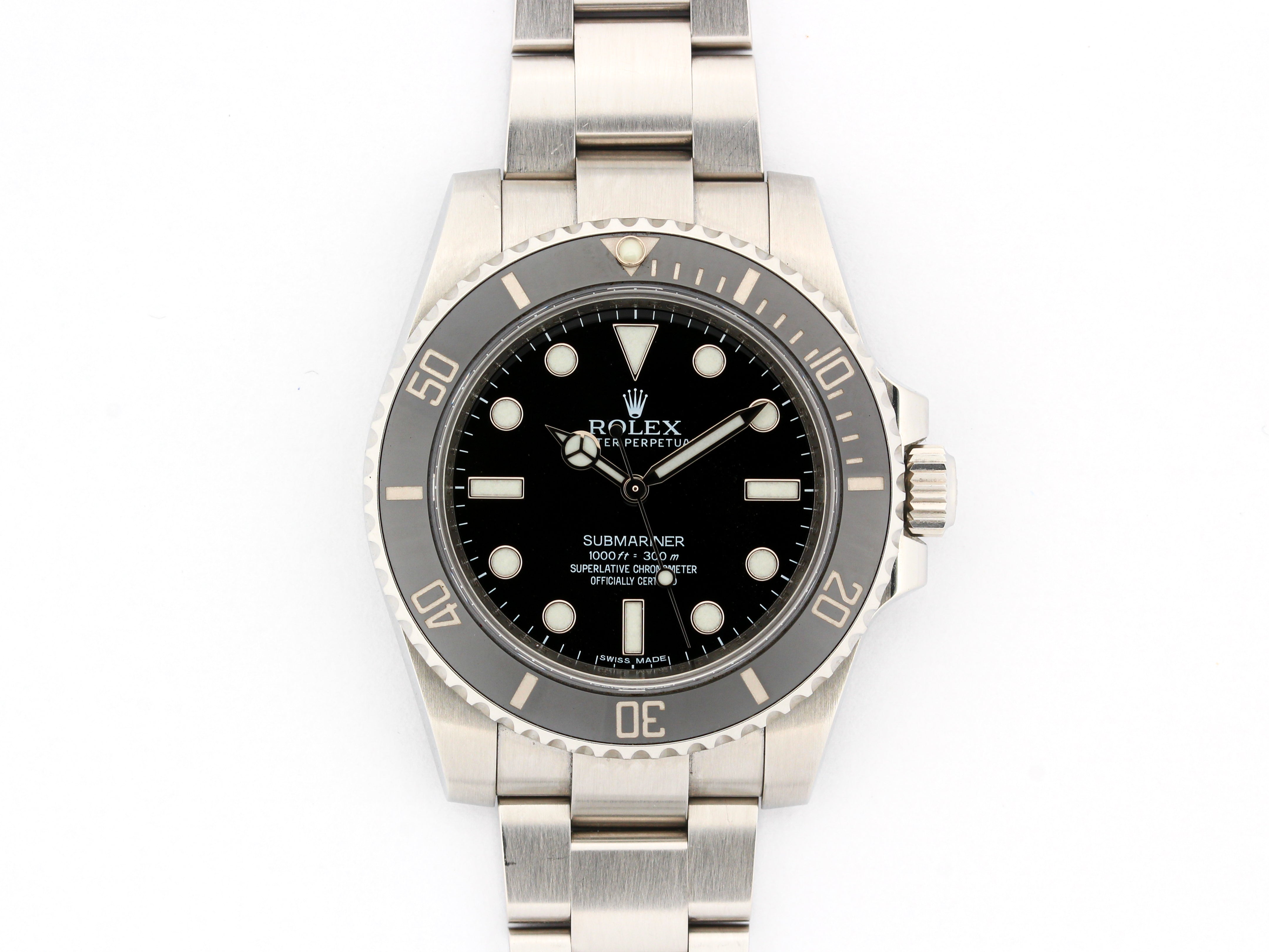 Rolex Submariner 114060 Ceramic Bezel in Steel on Oyster Bracelet