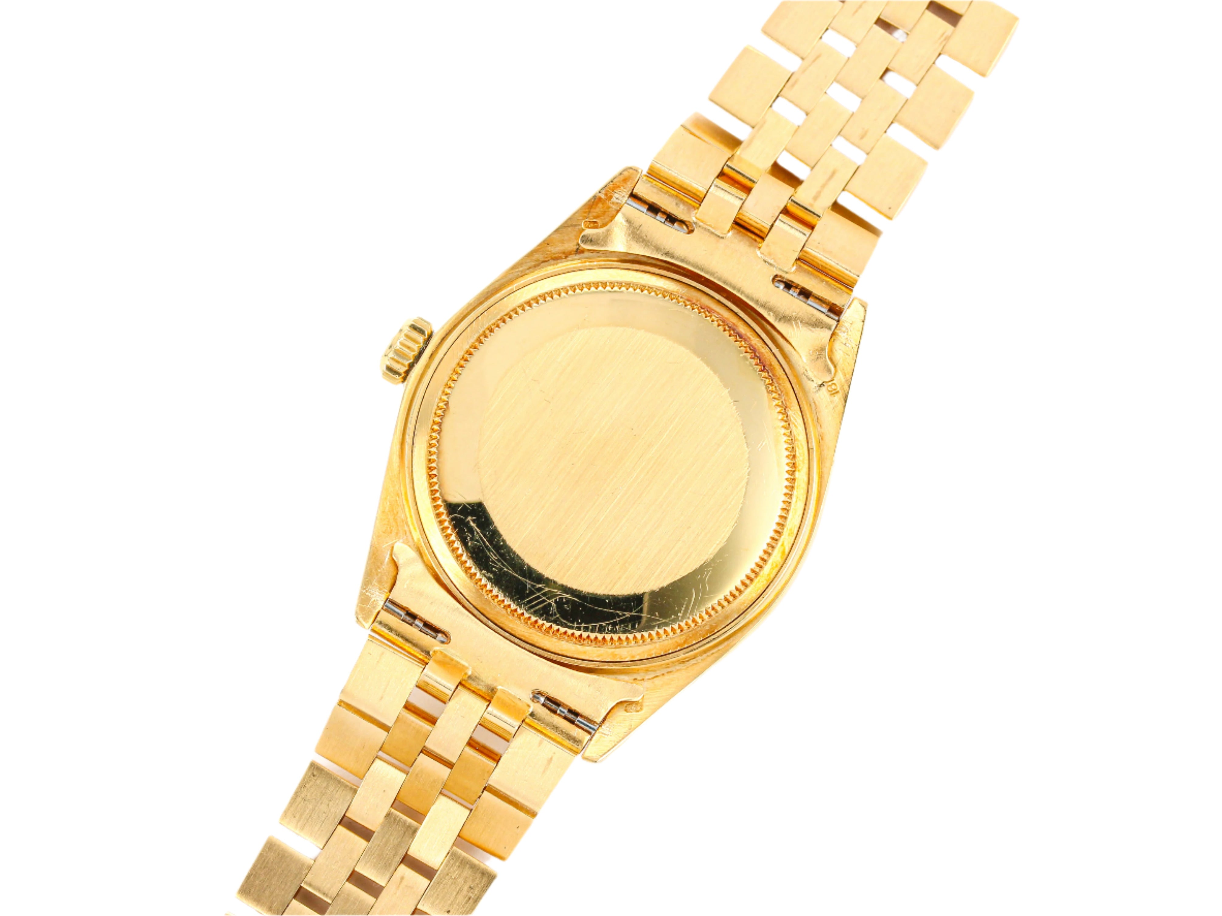 Rolex Datejust 1601 Black Dial in Yellow Gold with Big Logo Bracelet