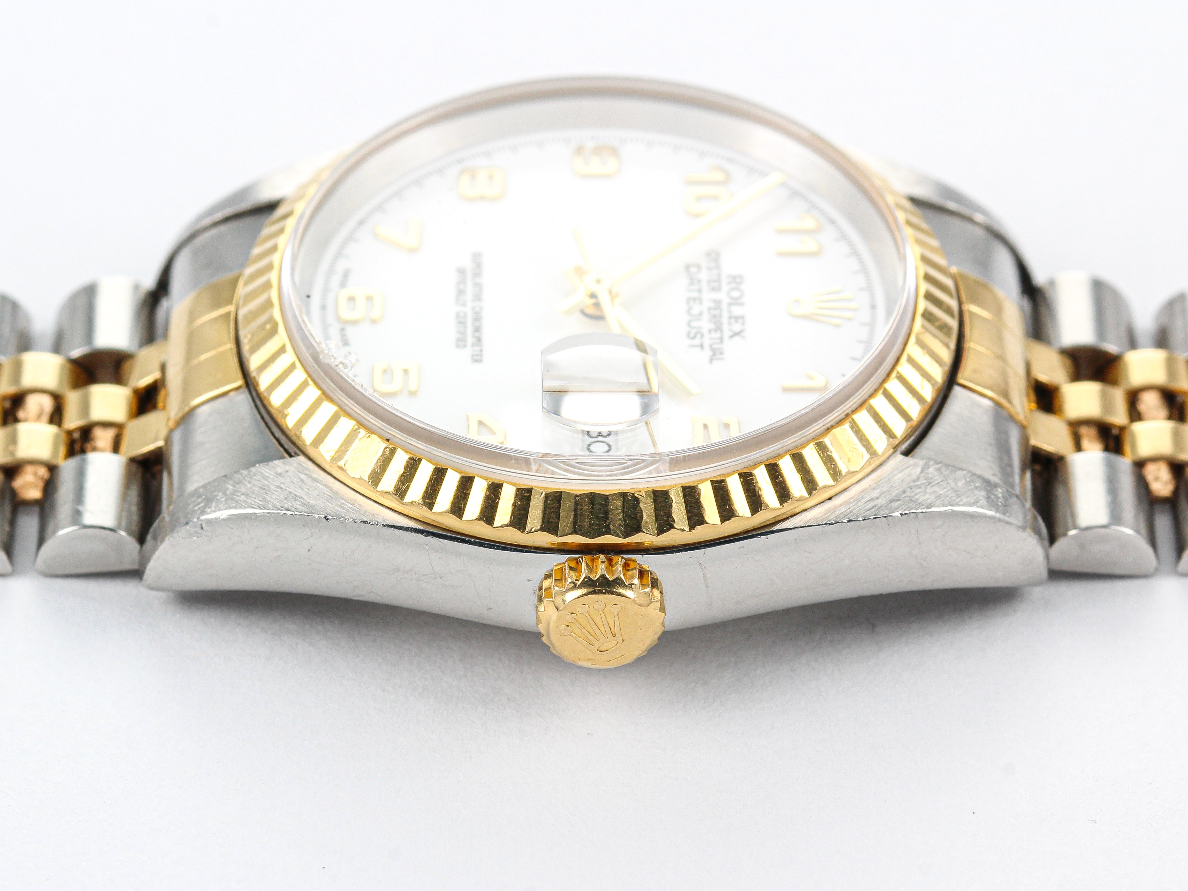 Rolex Datejust 16233 in Steel and Gold with White Racing Dial on Jubilee Bracelet