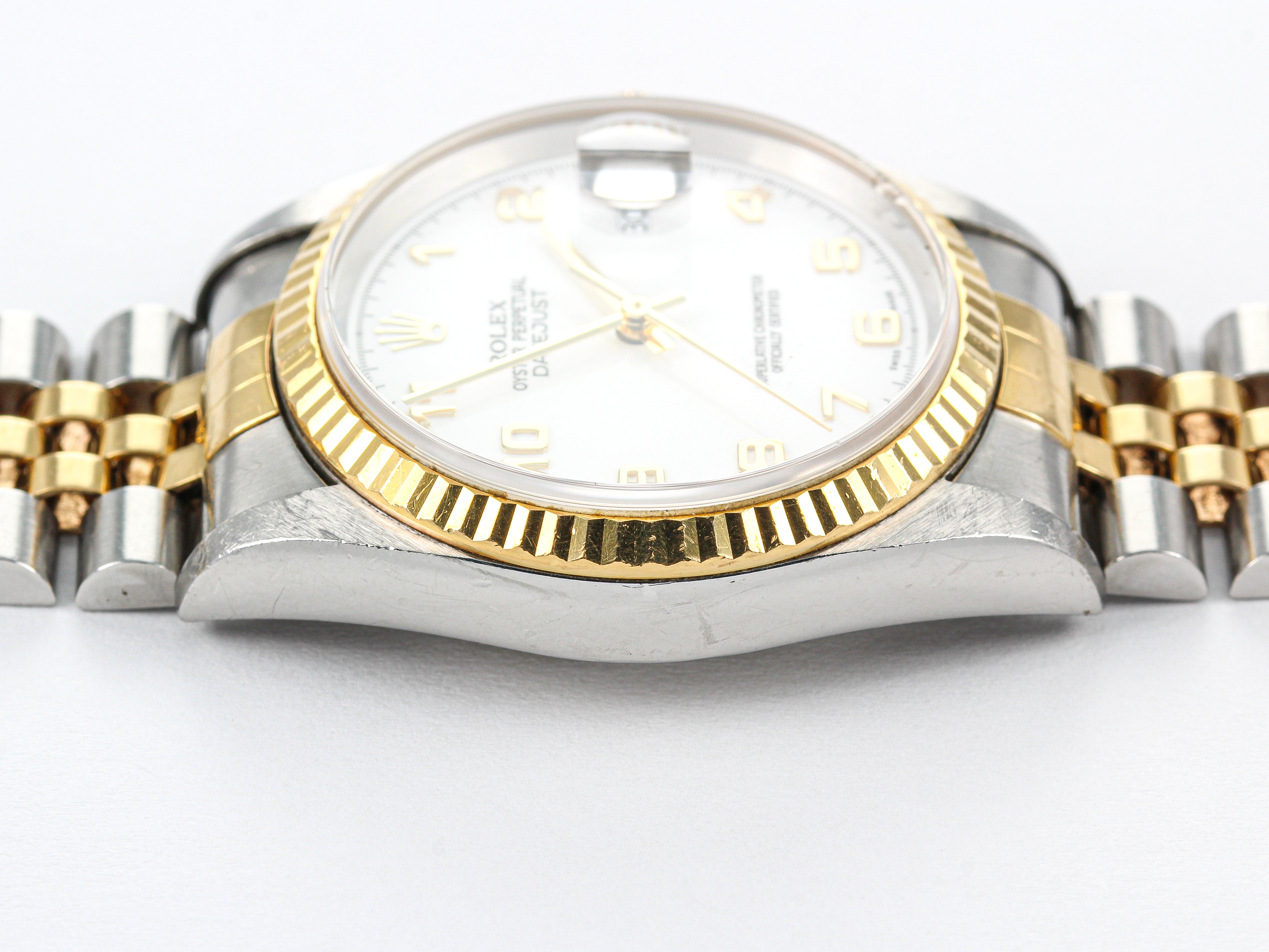Rolex Datejust 16233 in Steel and Gold with White Racing Dial on Jubilee Bracelet