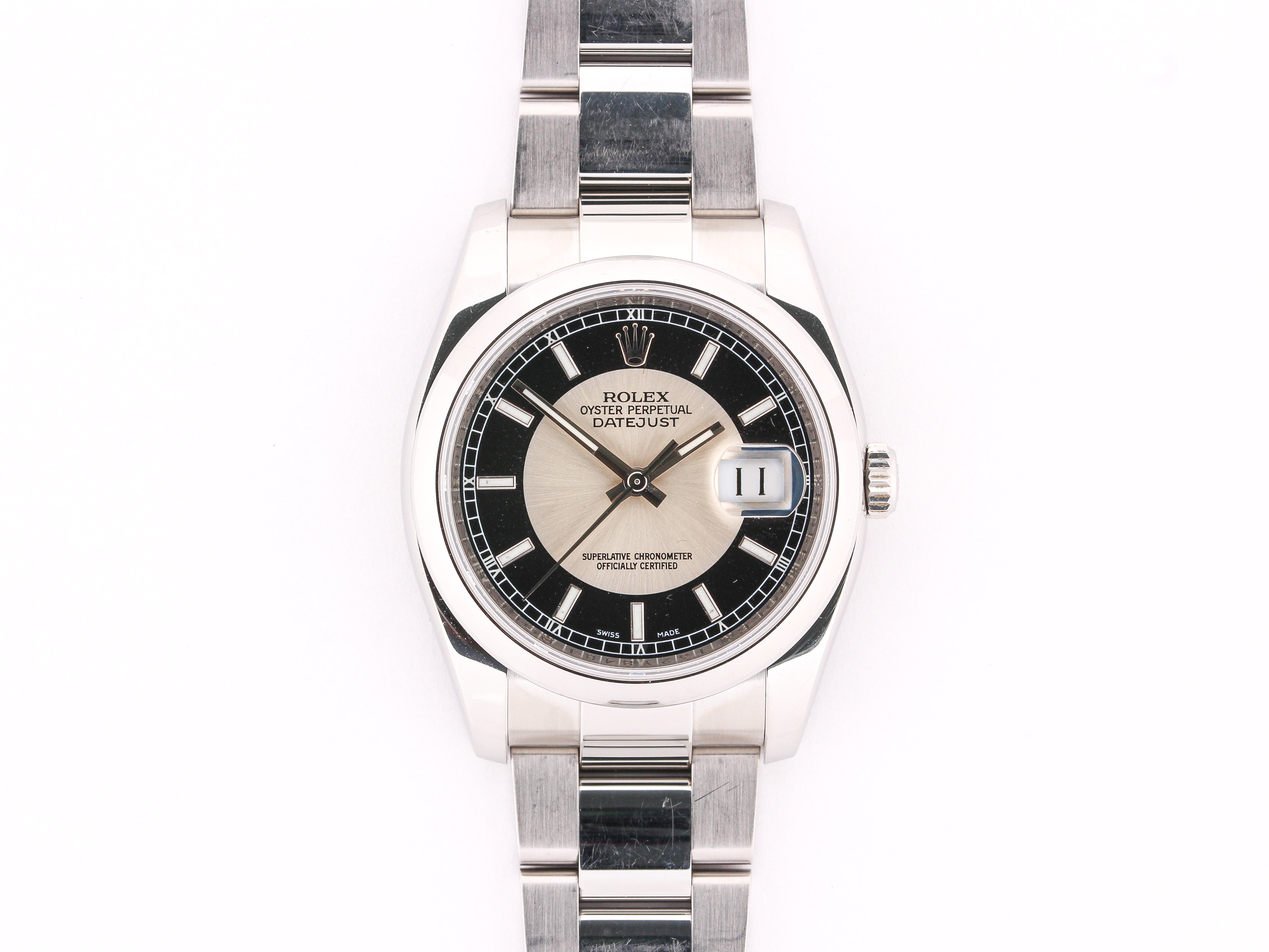 Rolex Datejust 116200 Smooth Bezel Tuxedo Dial on Oyster Bracelet with Papers